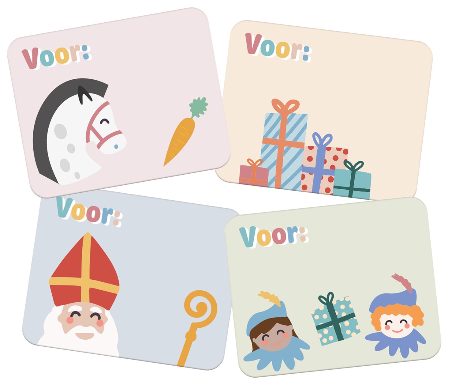 Naamstickers Cadeau Sint en Pieten