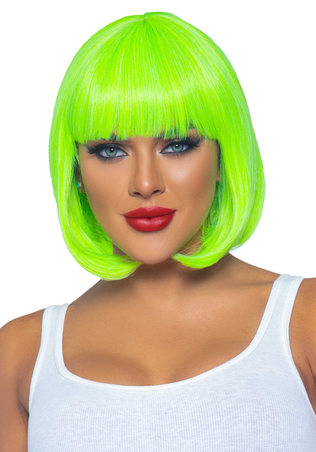 Neon groene bob pruik