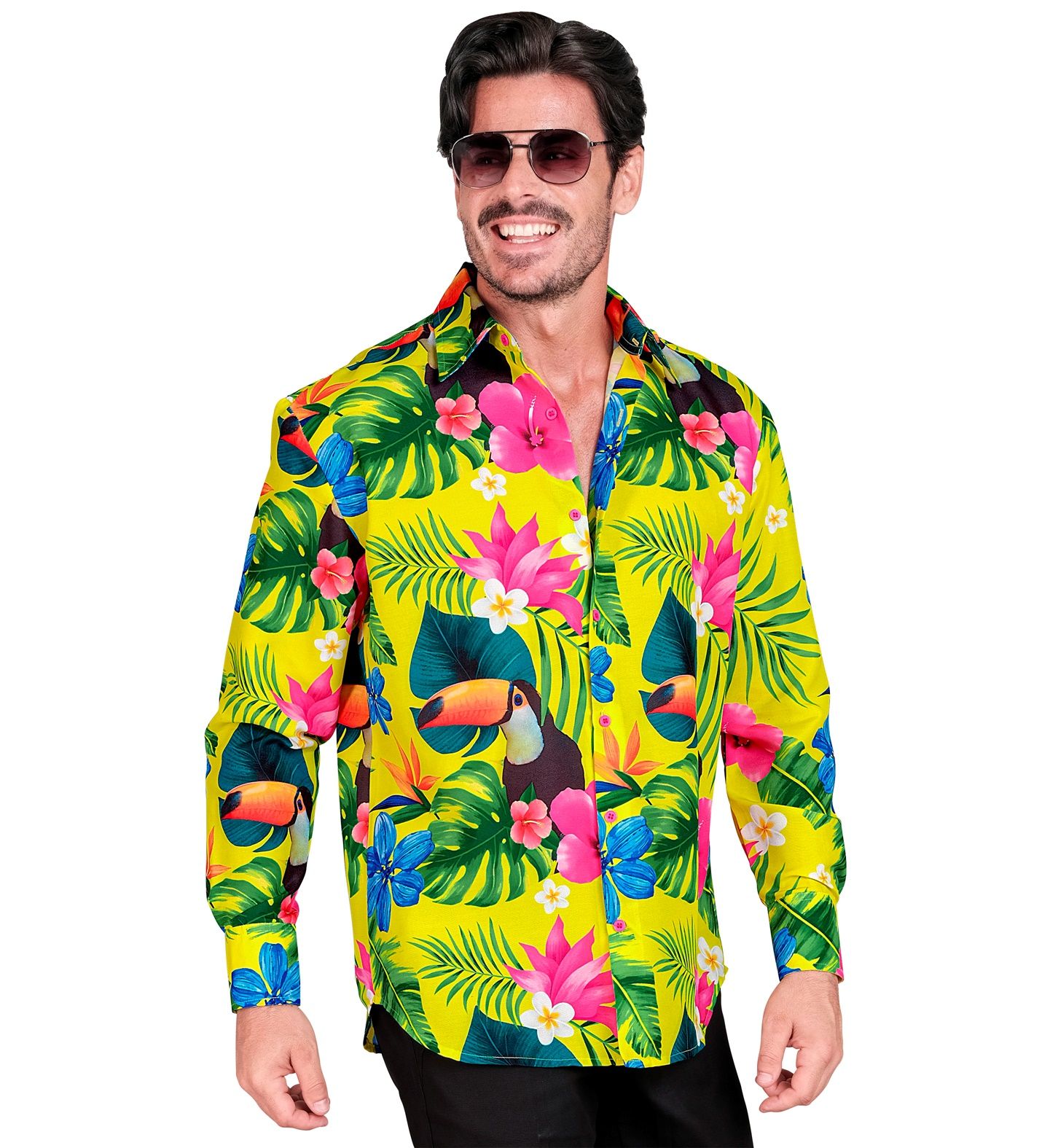 Neon hawaii tropicana blouse mannen