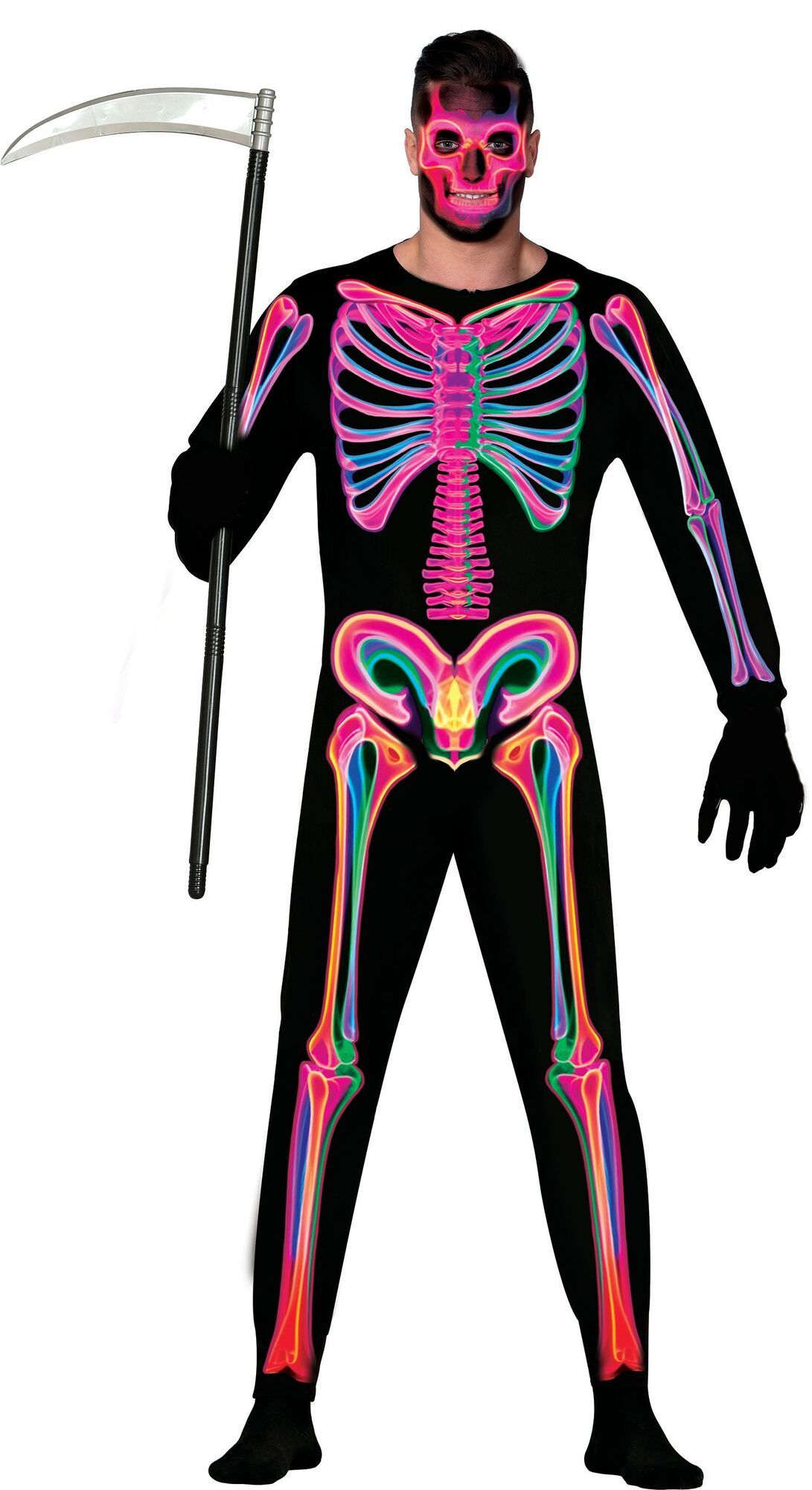 Neon skelet skinsuit halloween heren