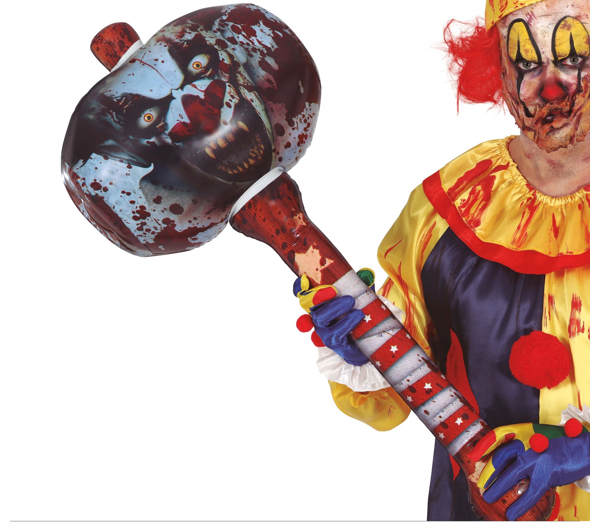 Opblaasbare horror clown hamer 90 cm halloween