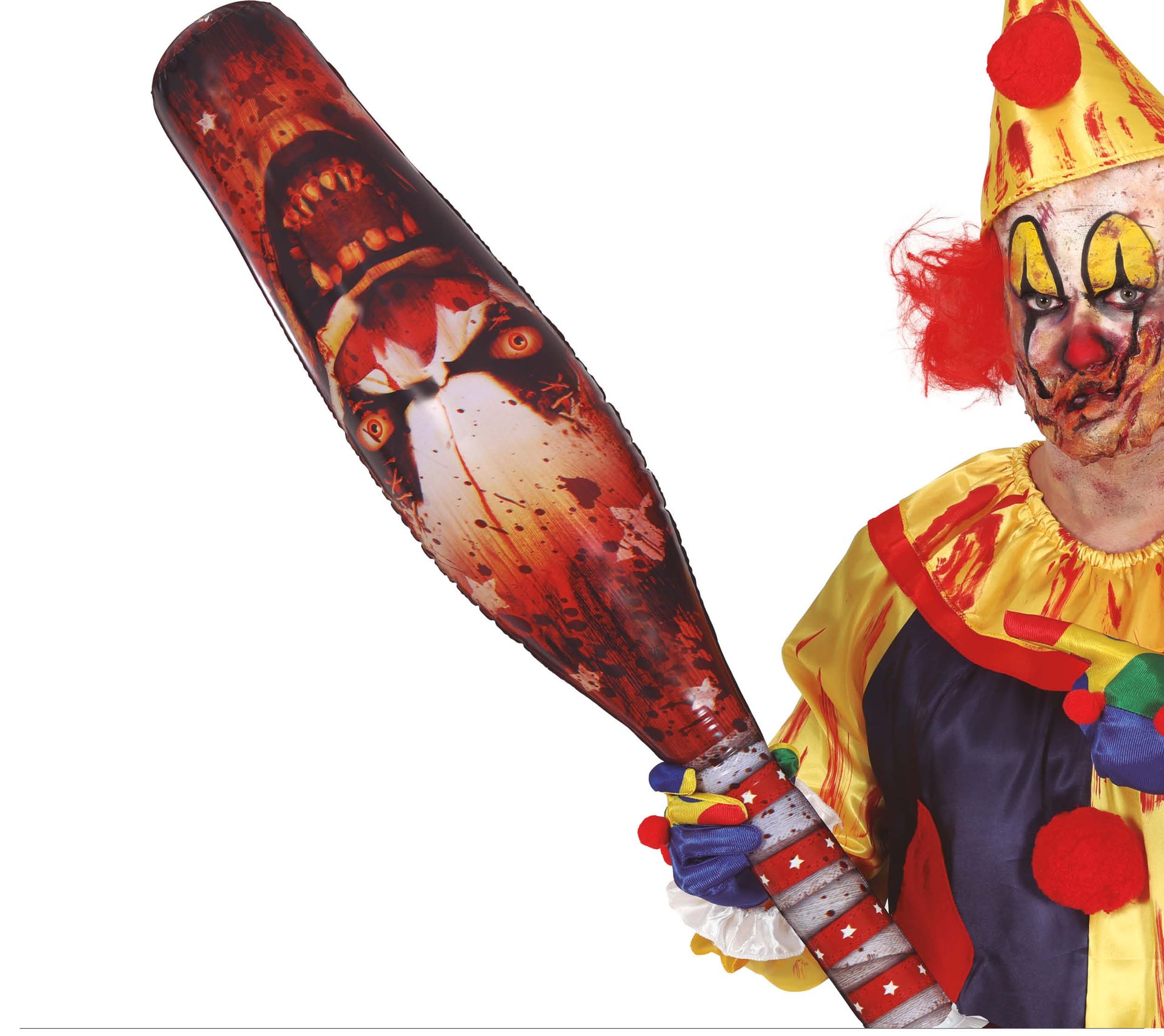 Opblaasbare horror clown knuppel 90 cm halloween