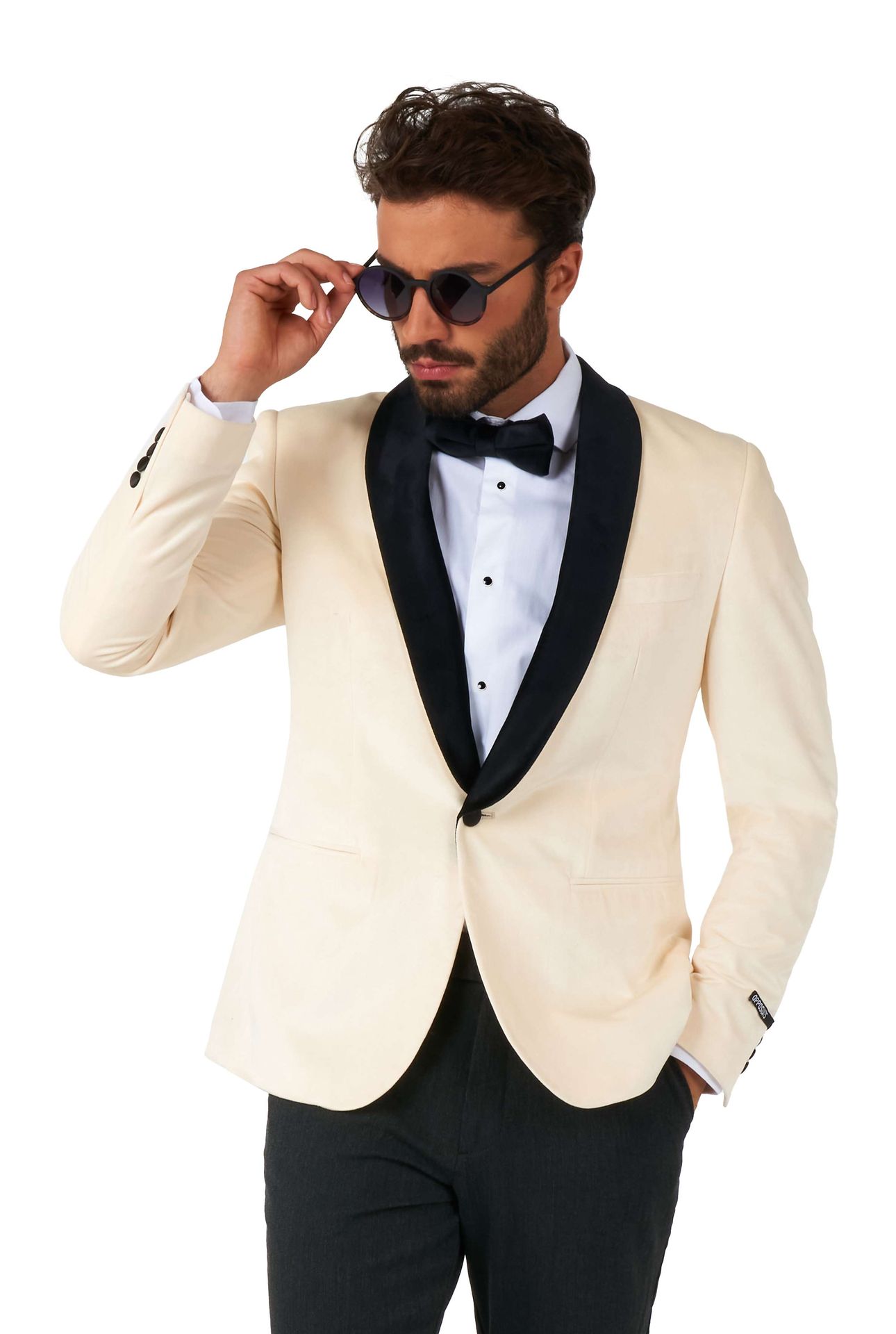 Opposuits Deluxe Men's Colbert Dinner Jacket - Ivory Champagne Wit