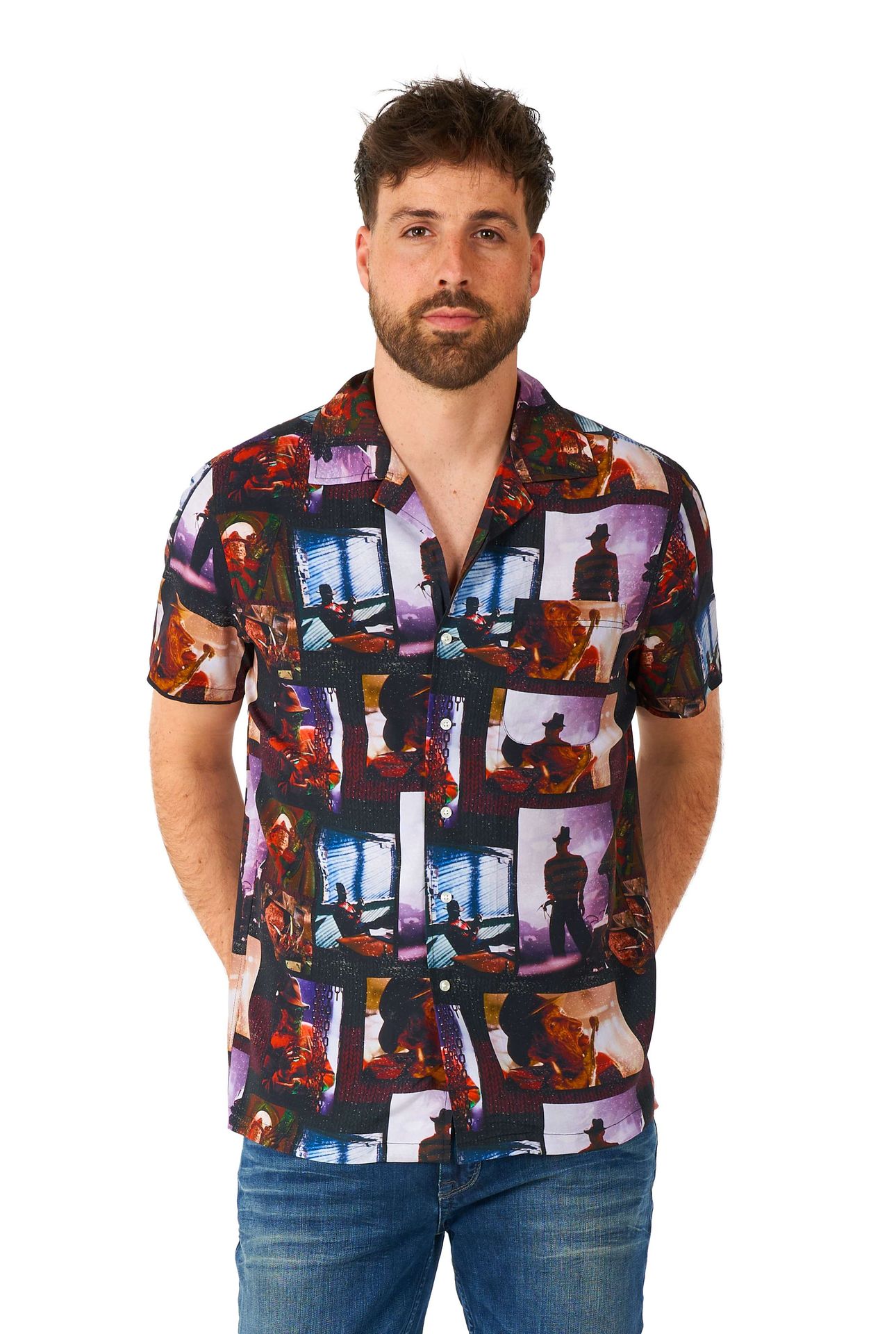 Opposuits Men's Hawaiians Shirt Short Sleeve A Nightmare On Elmstreet Zwart