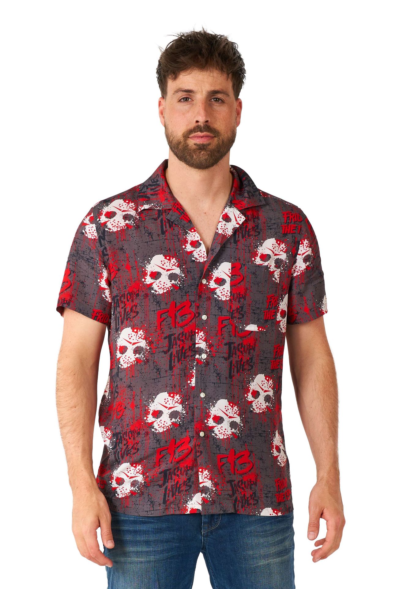 Opposuits Men's Hawaiians Shirt Short Sleeve Friday The 13th Zwart