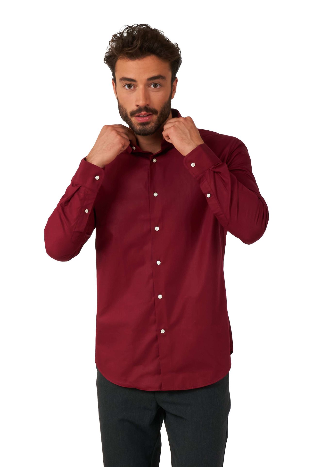 Opposuits Men's Shirt Blazing Burgundy Rood