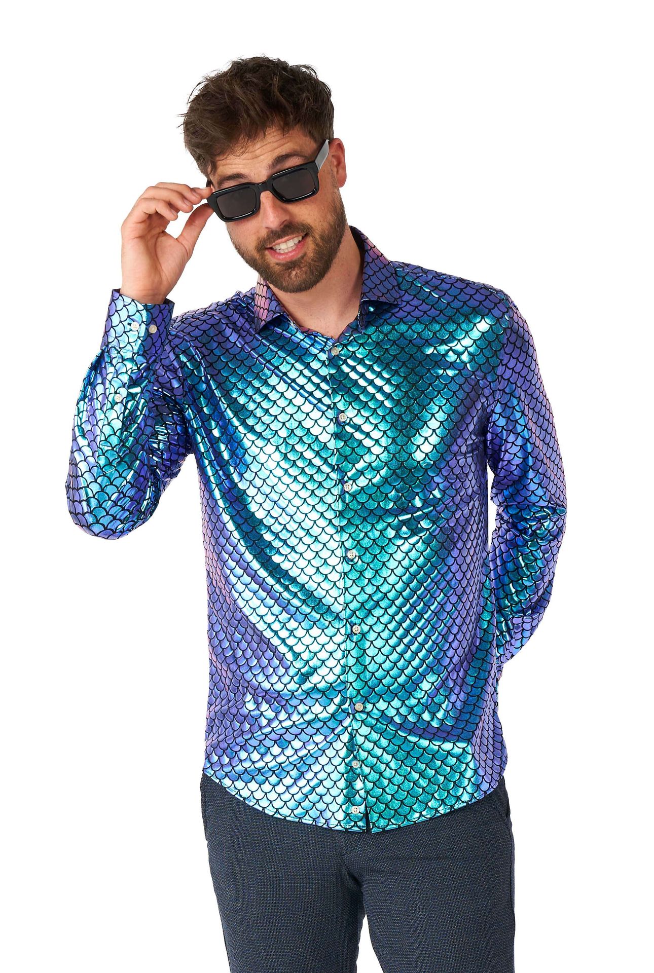 Opposuits Men's Shirt Fancy Fish Blauw