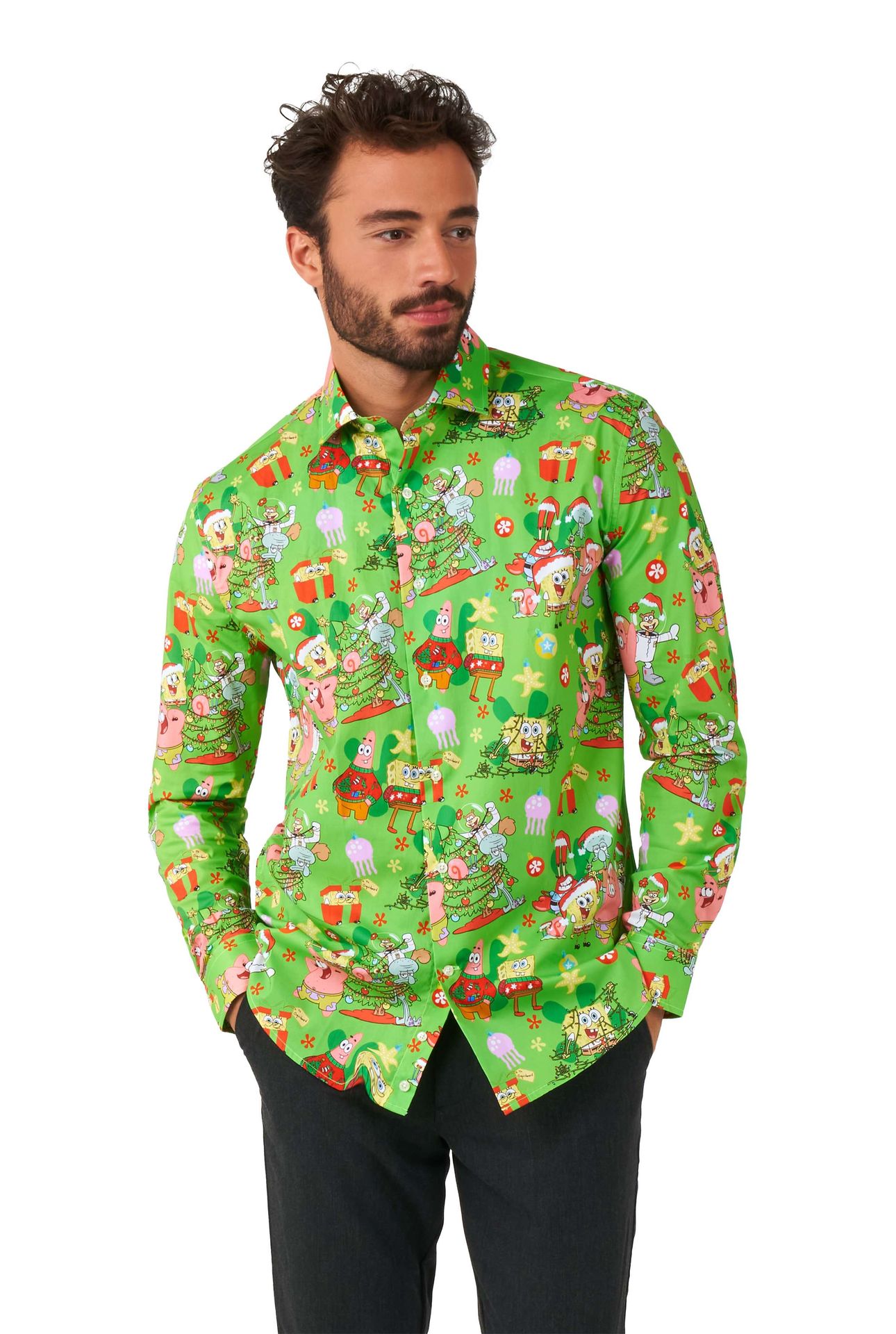 Opposuits Men's Shirt Spongebob™ Christmas Groen