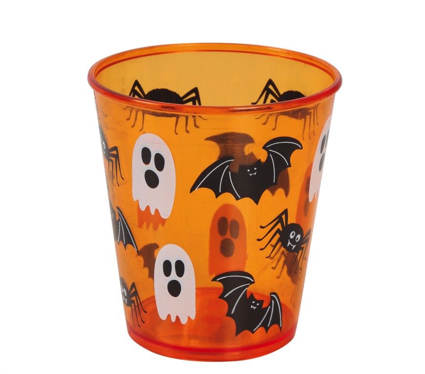 Oranje halloween drinkbeker 10 cm