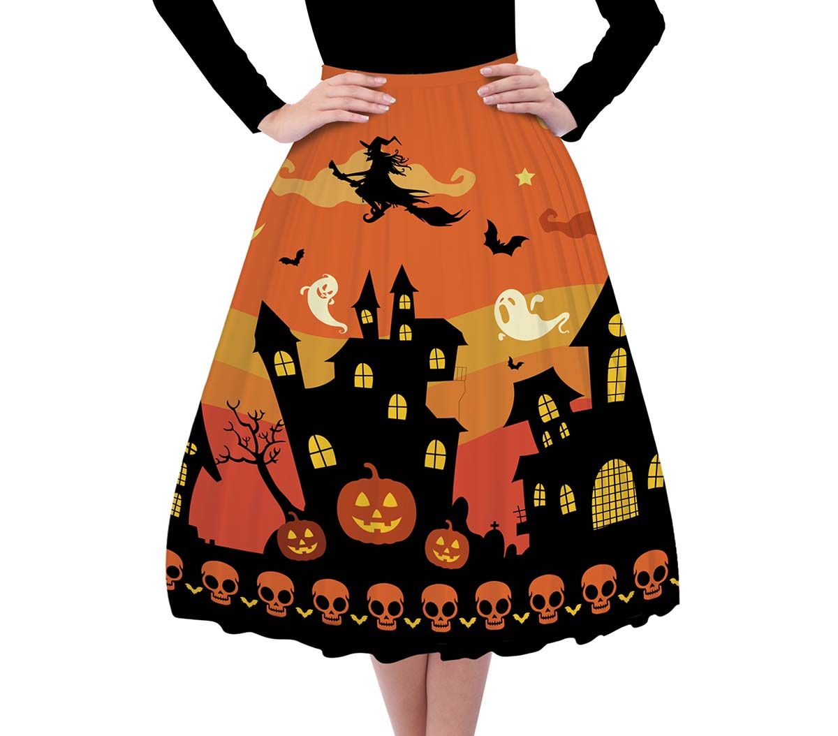 Oranje halloween rok dames