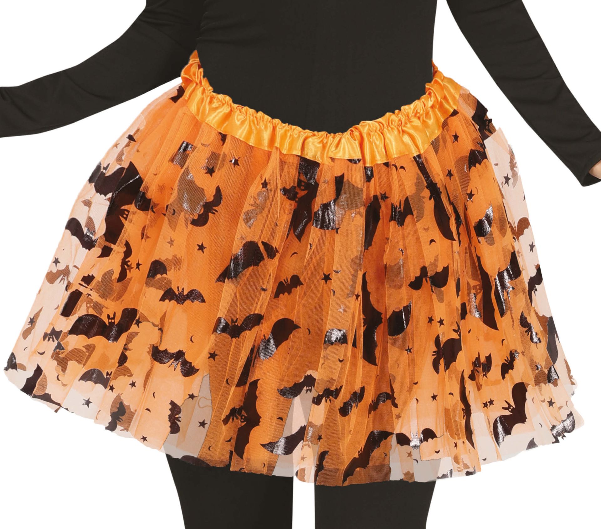 Oranje tutu vleermuis dames 40 cm halloween