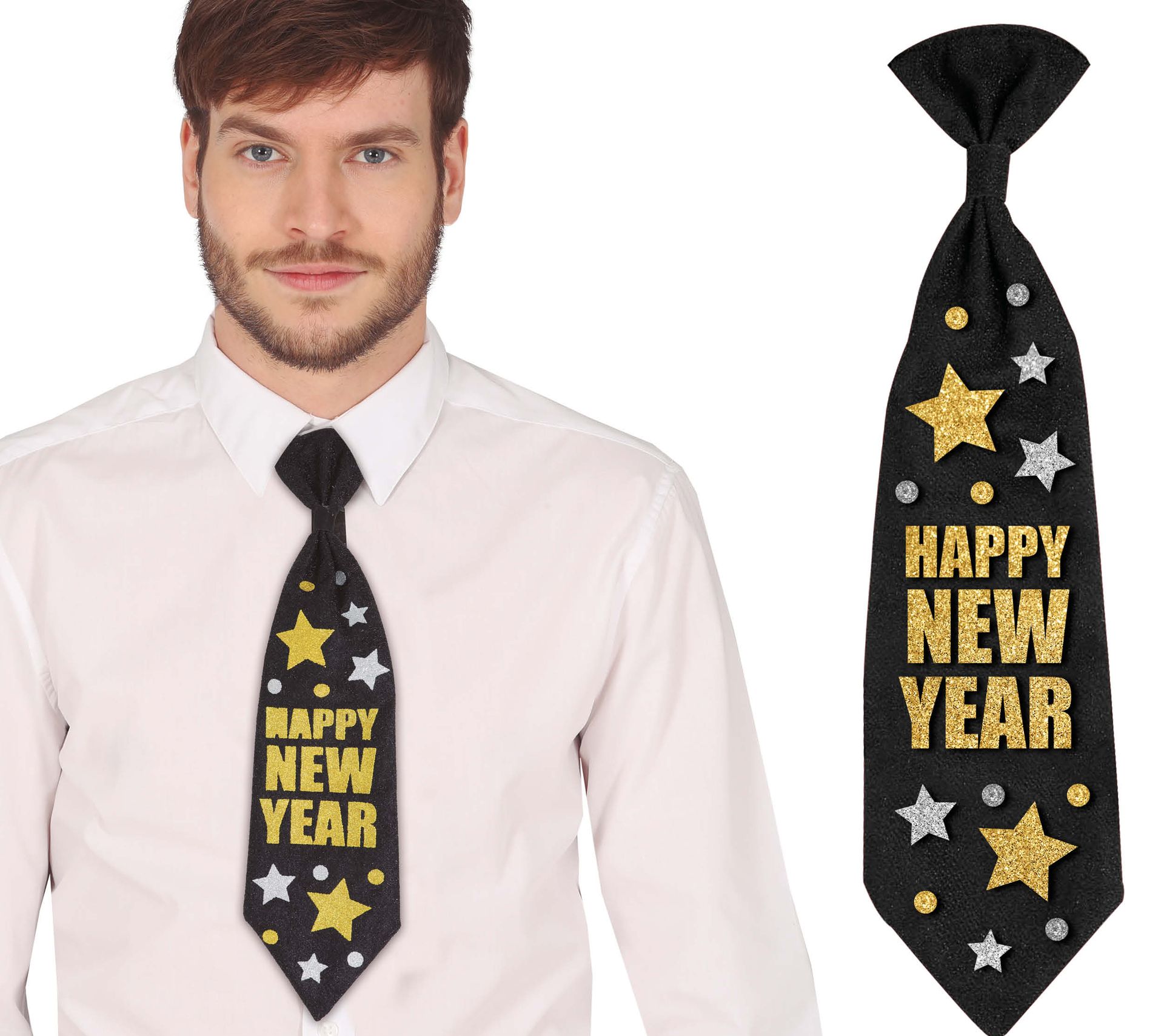 Oud & Nieuw 'Happy New Year' stropdas 38 cm