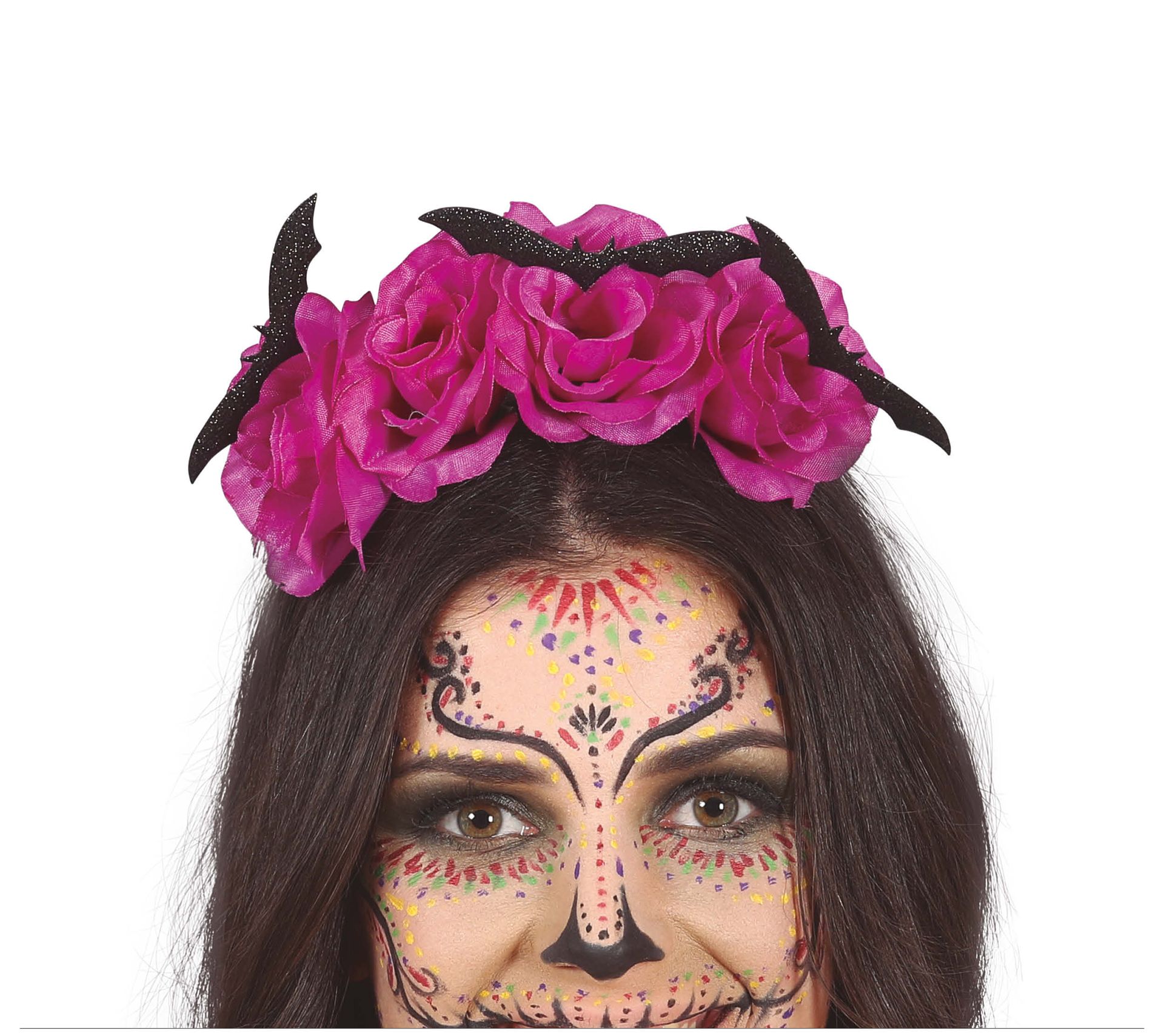 Paarse bloemen en vleermuis diadeem halloween