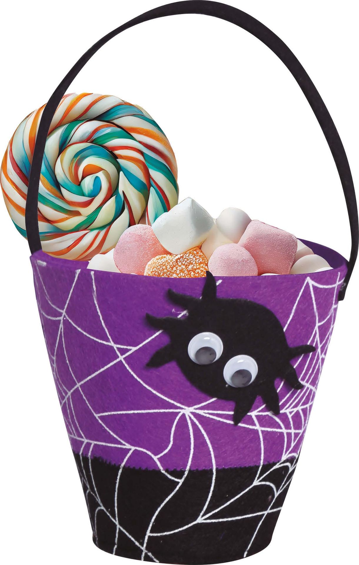 Paarse spin snoepemmer 25 cm halloween