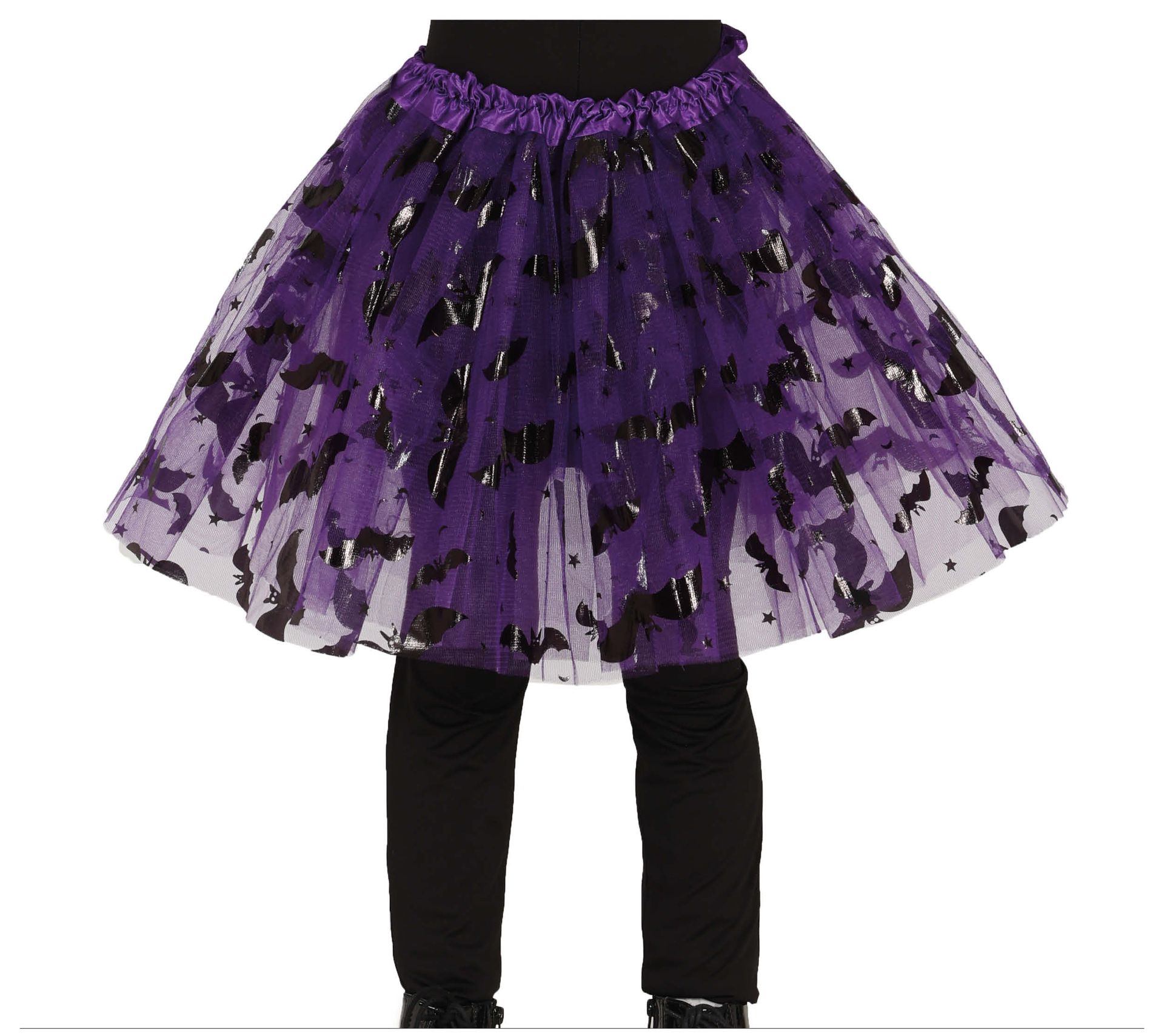 Paars/zwarte tutu vleermuis kind 30 cm halloween