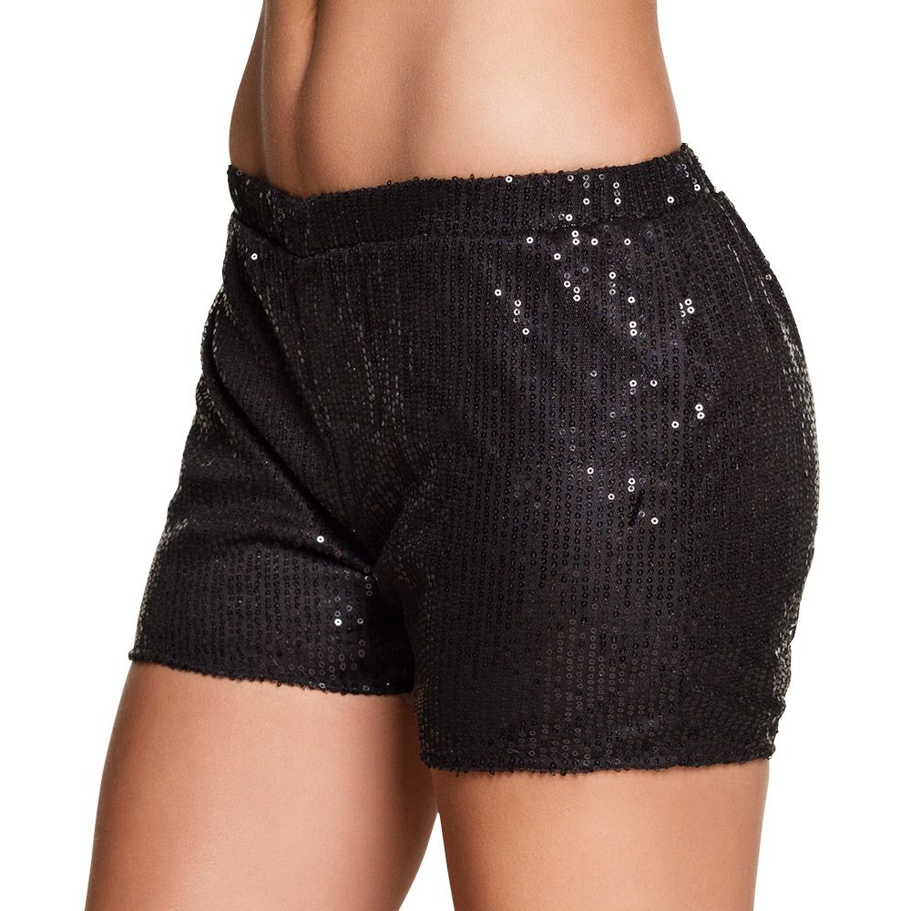 Pailletten hotpants zwart