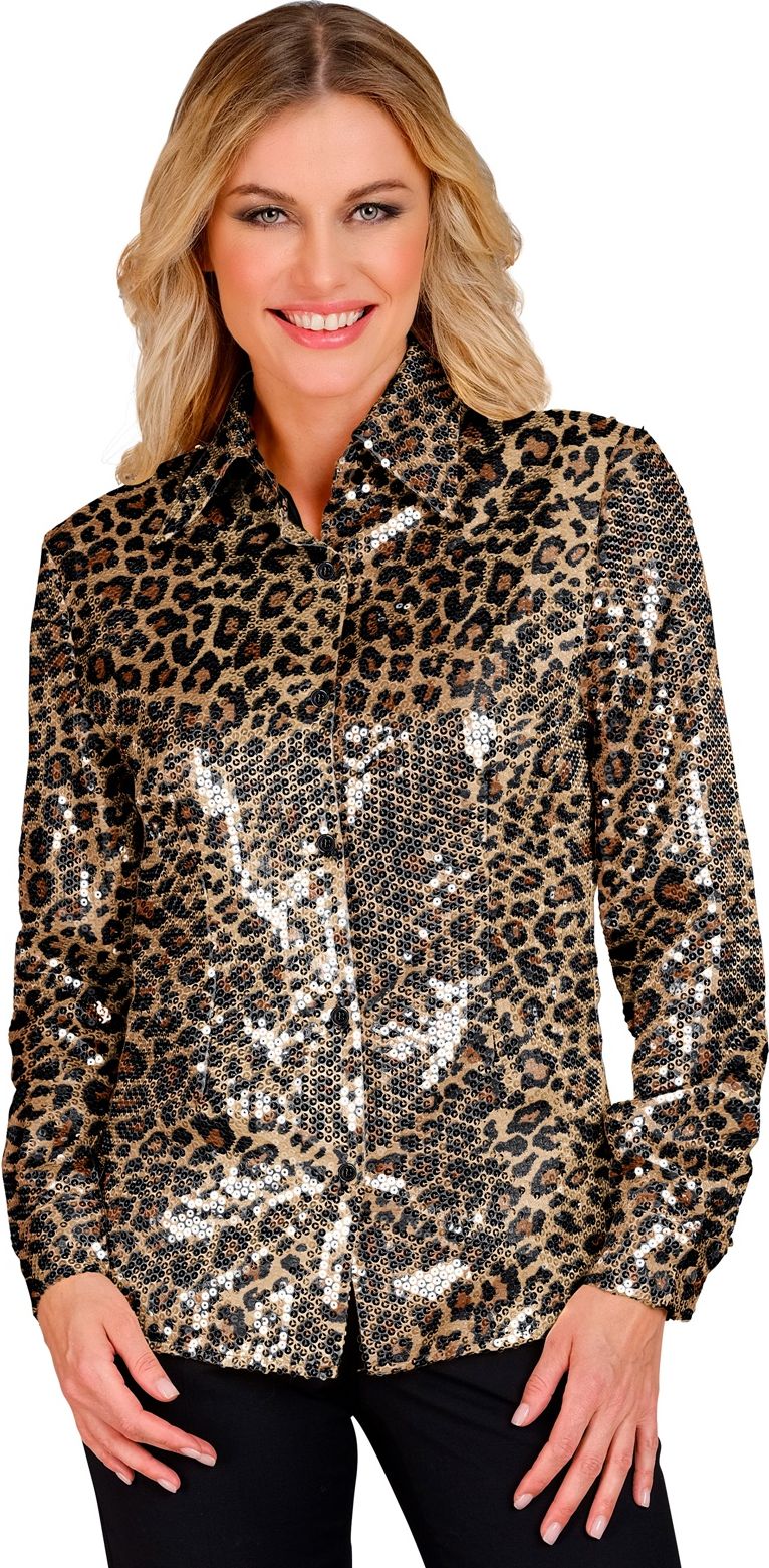 Panterprint pailletten blouse