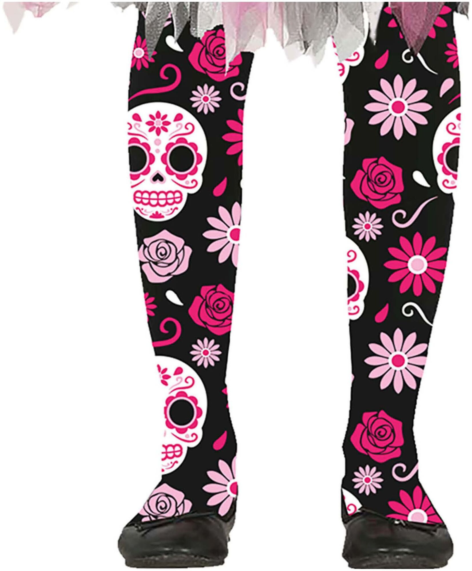 Panty meisjes halloween roze doodshoofd