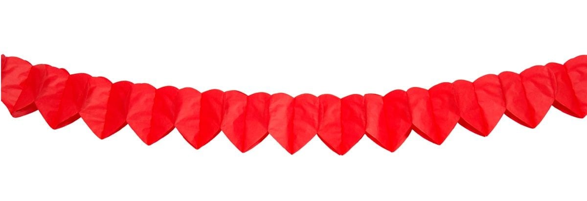 Papier slinger mini hartjes rood 2 meter