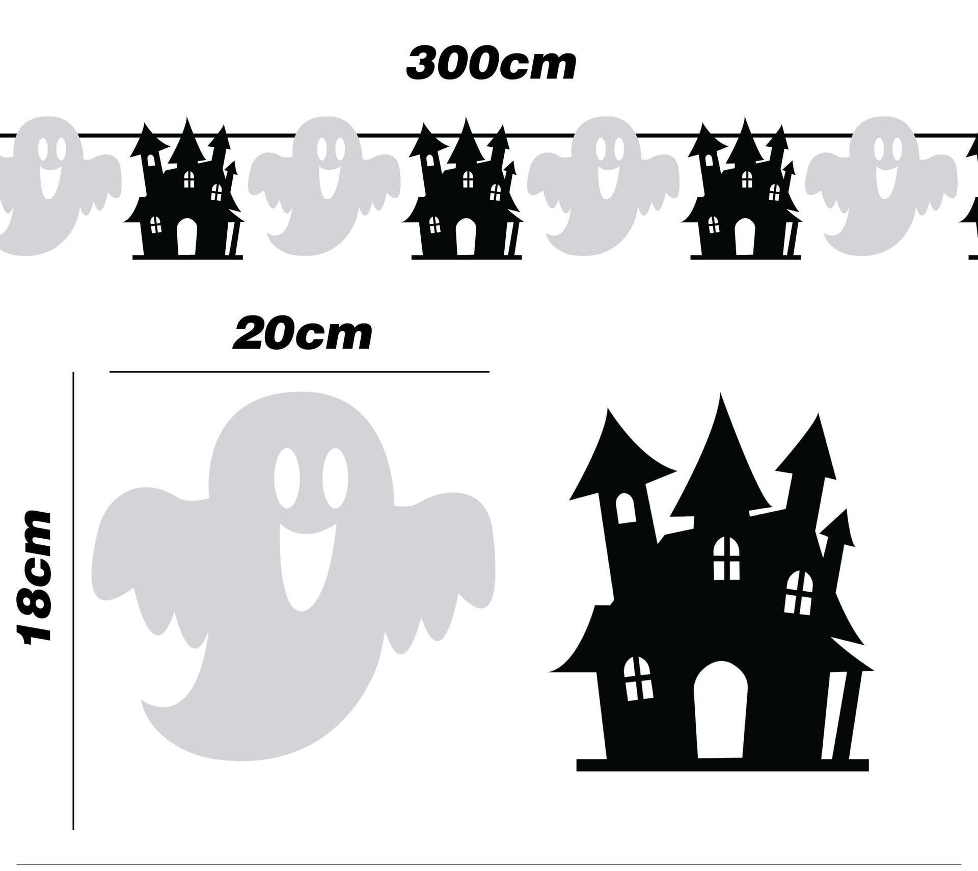 Papieren geesten en kastelen figuurslinger 3 meter halloween