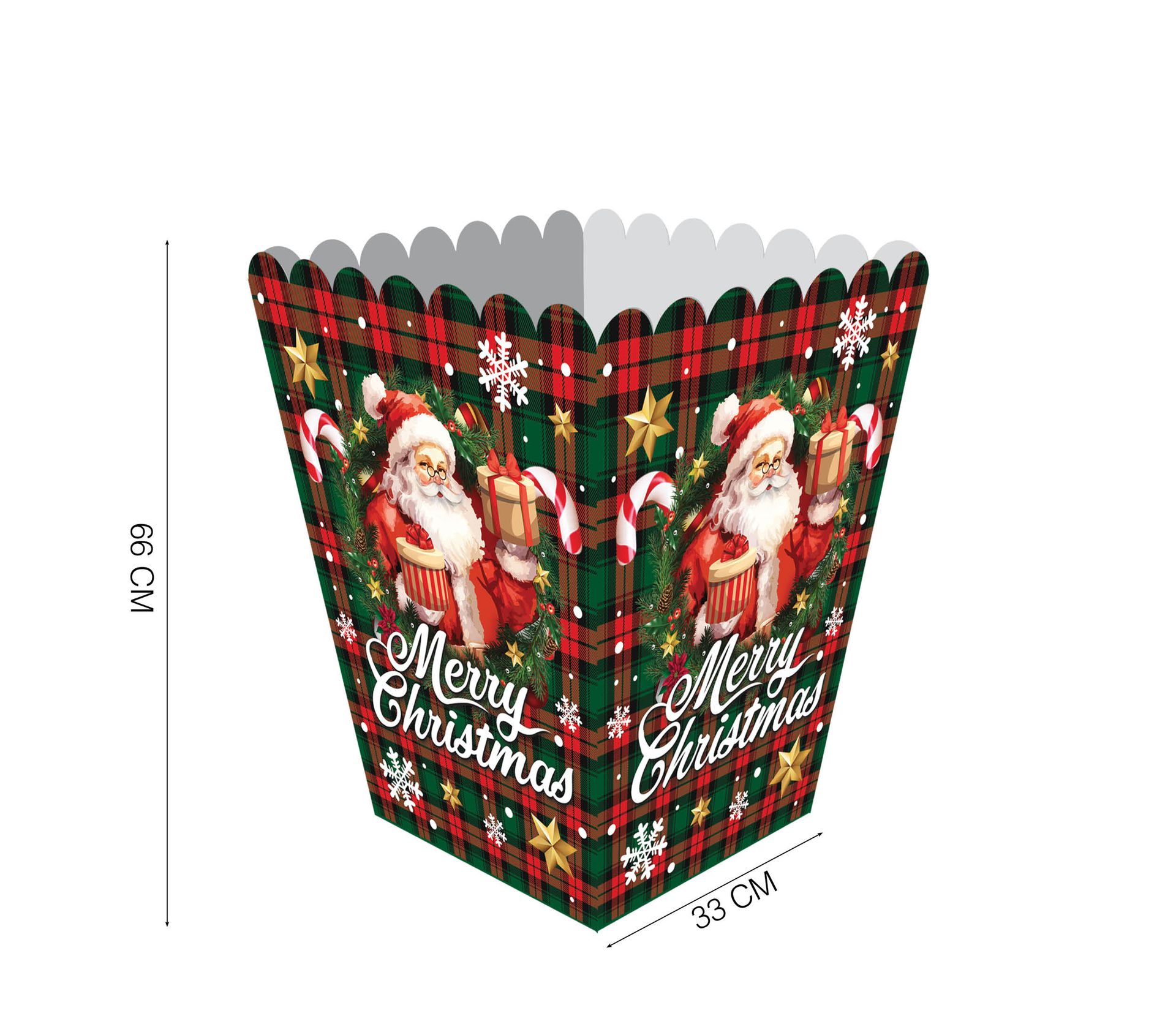 Papieren kerst popcornbakjes merry christmas 6 stuks