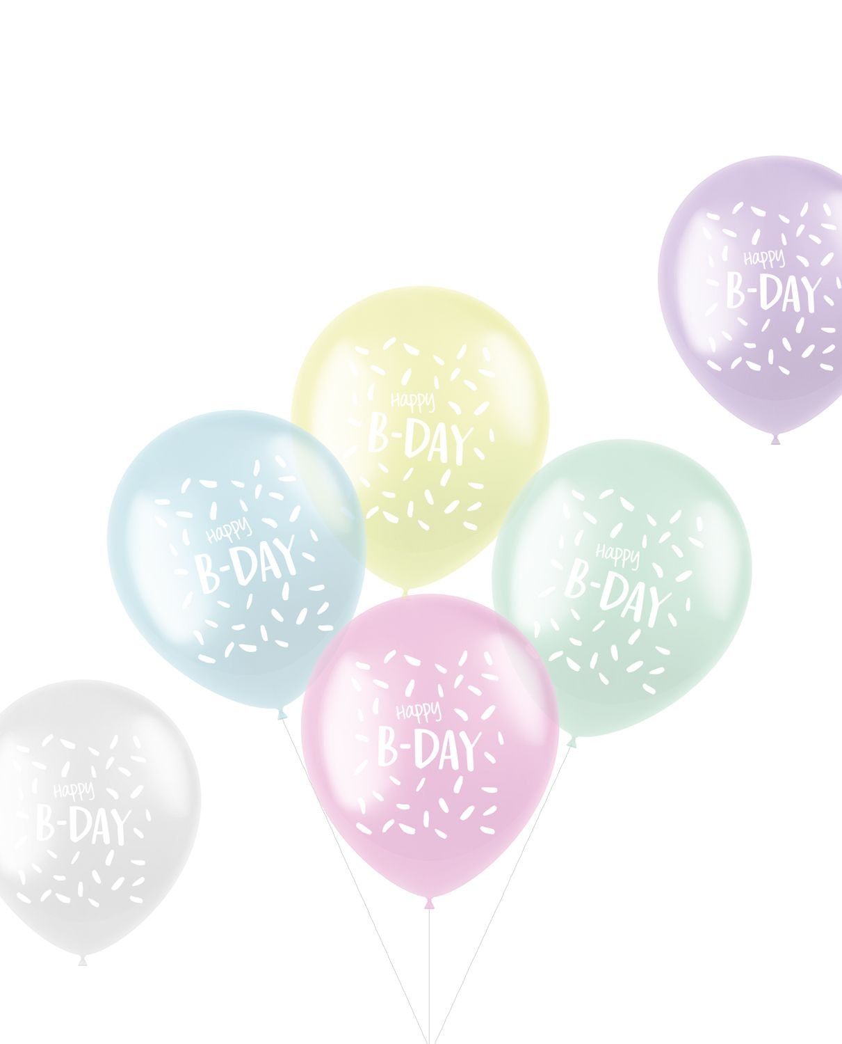 Pastel B-Day ballonnen 6 stuks