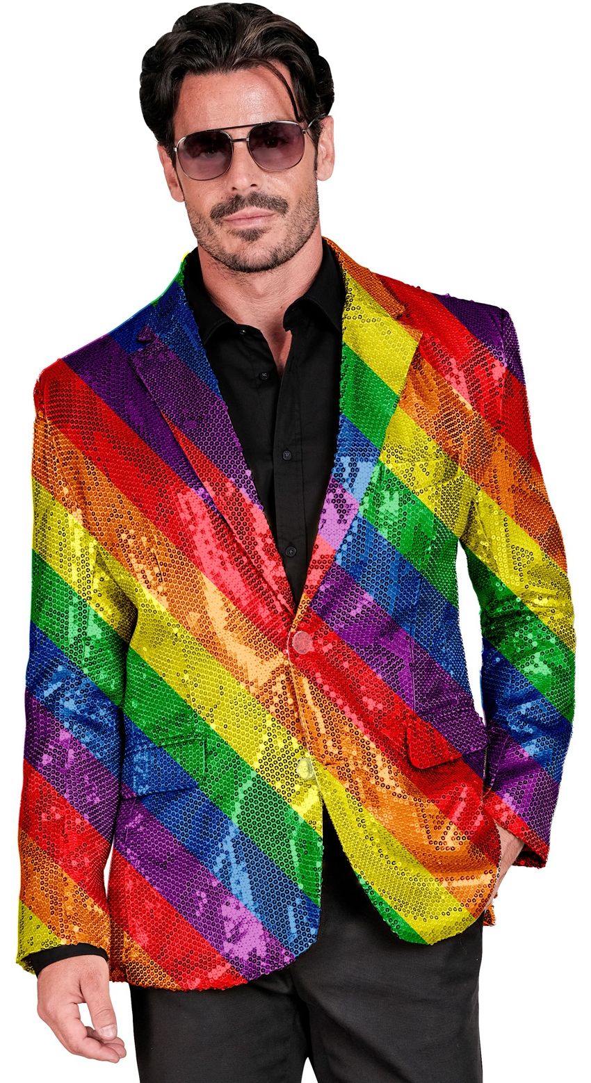 Pride colbert regenboog pailletten mannen