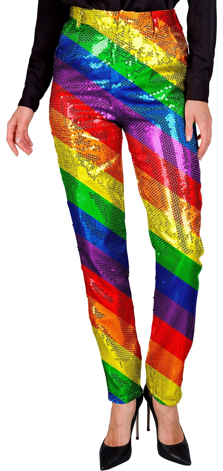 Pride pailletten broek regenboog vrouwen