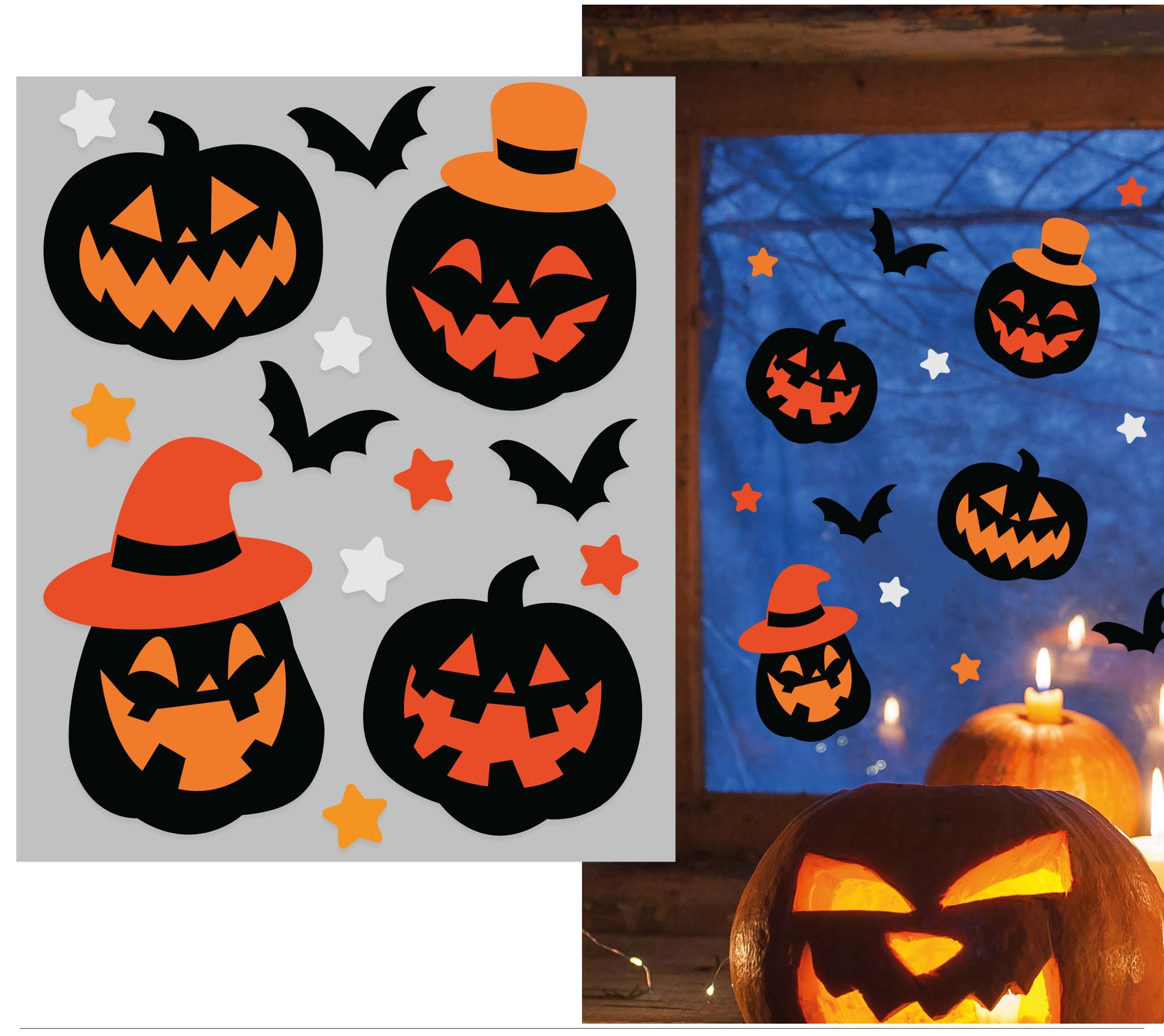 Raamdecoratie gelstickers pompoen halloween