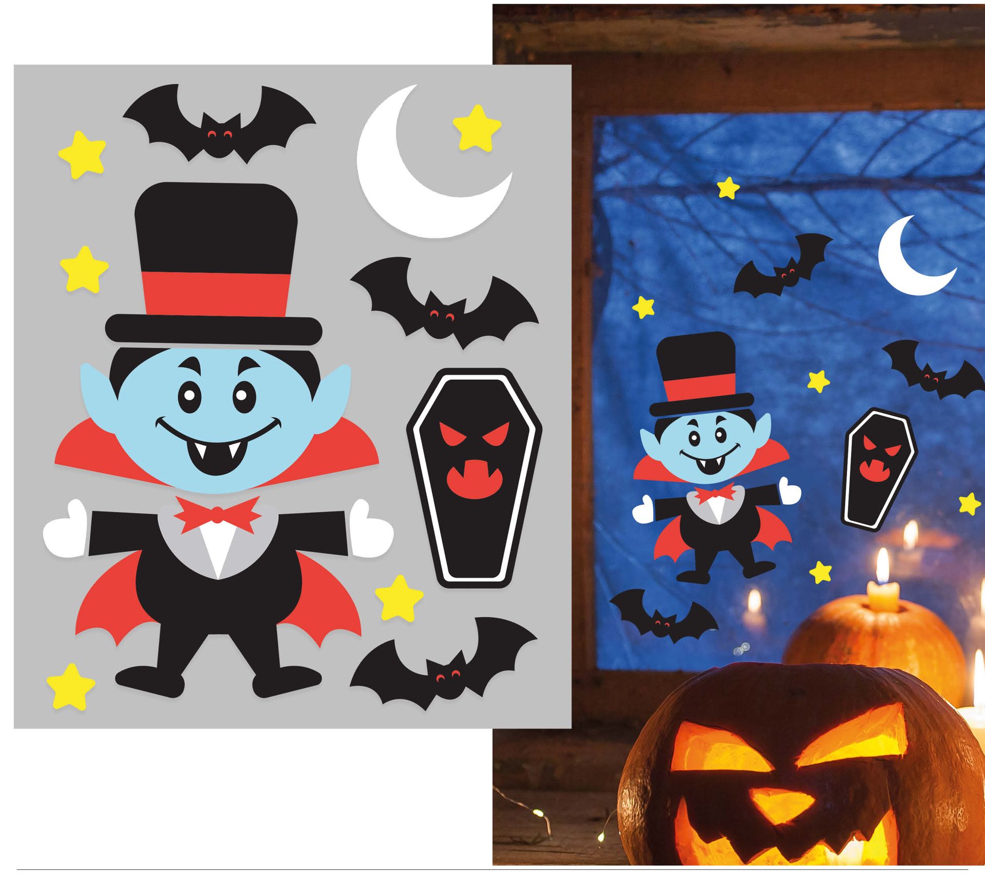 Raamdecoratie gelstickers vampier halloween