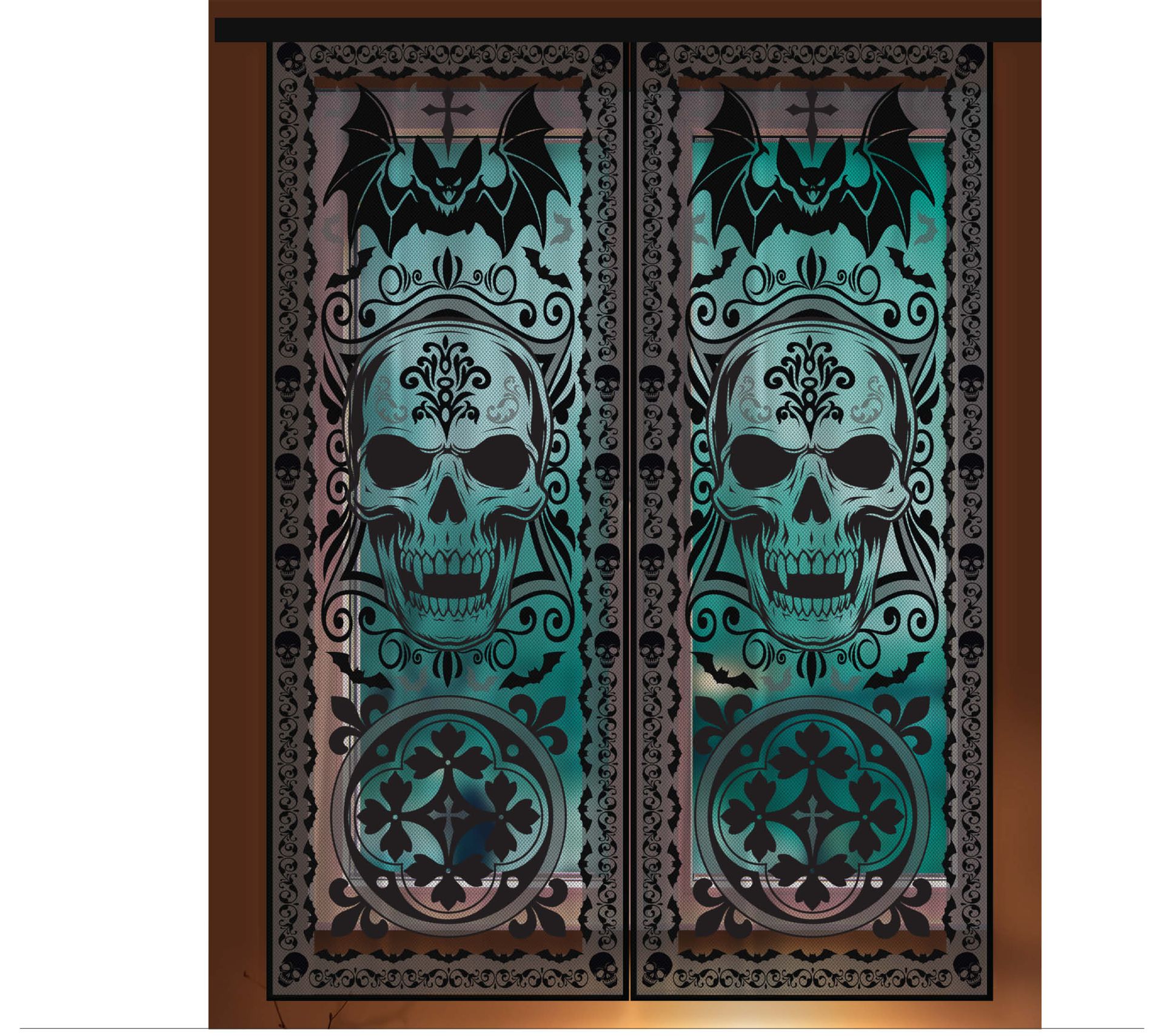 Raamdecoratie gothic schedel halloween