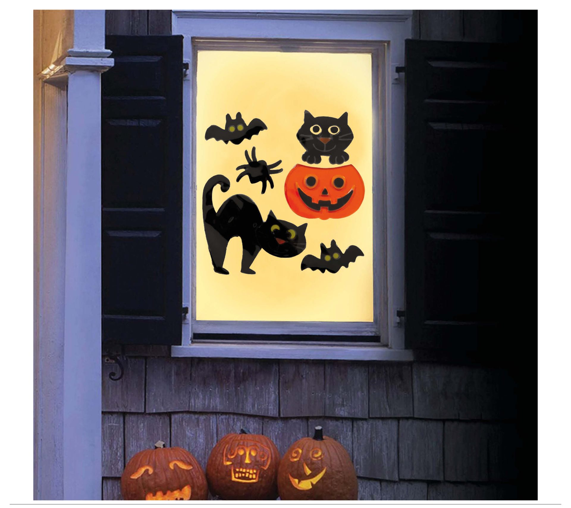 Raamdecoratie katten halloween