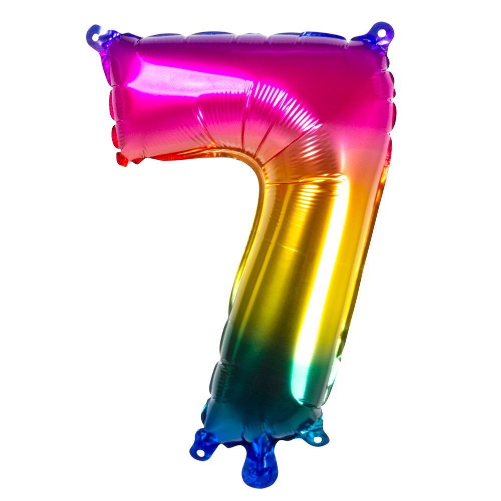 Regenboog ballon cijfer 7