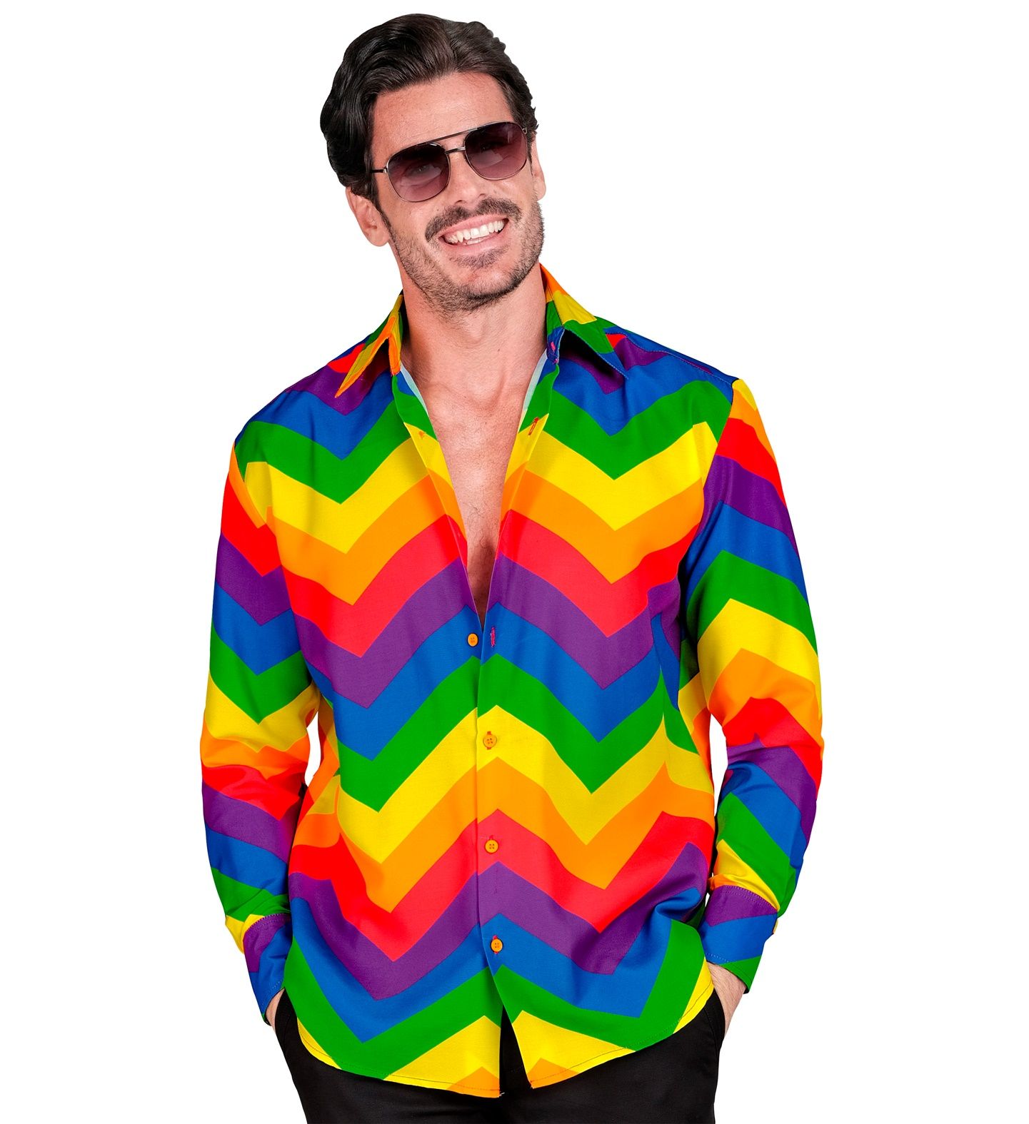 Regenboog blouse zigzag mannen