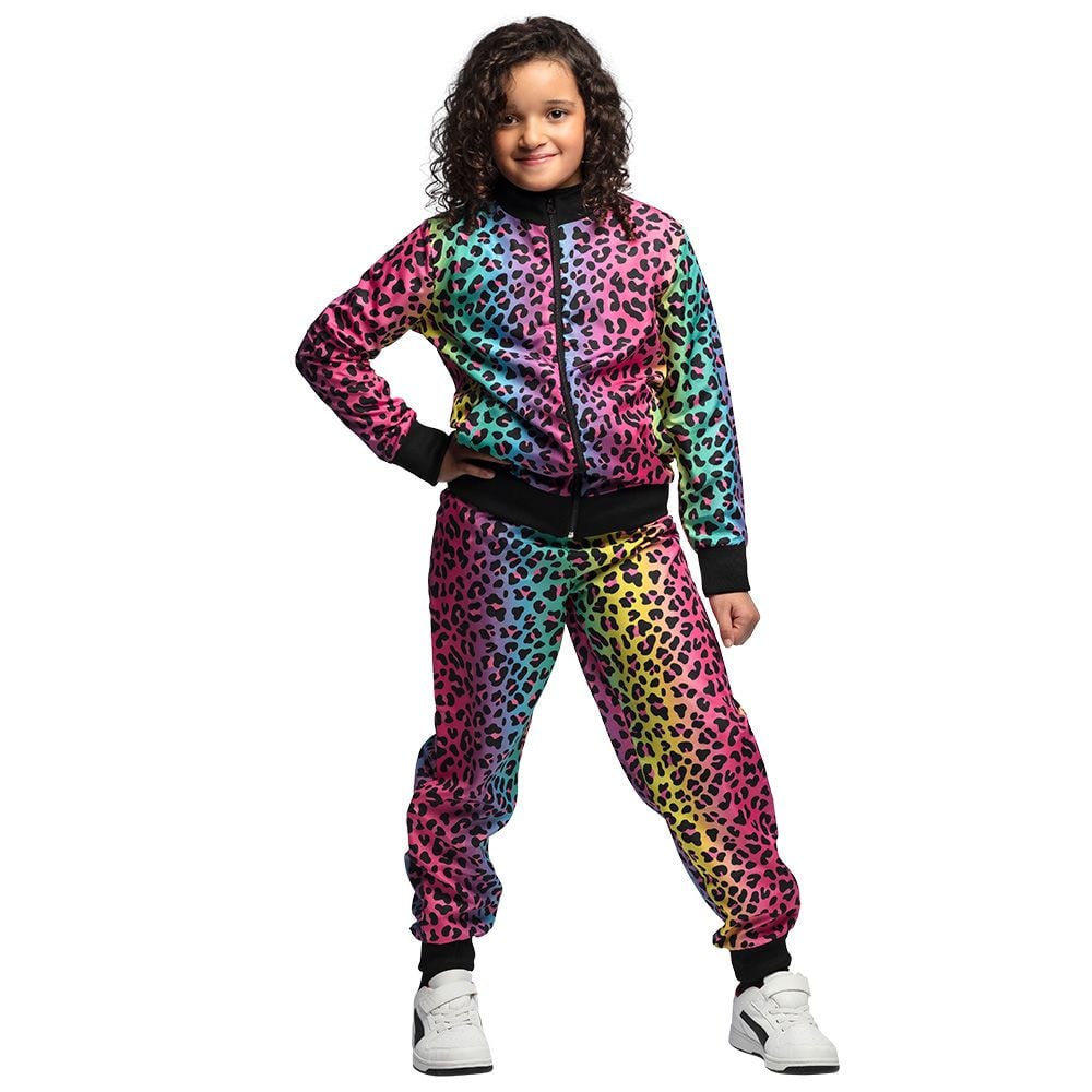 Regenboog trainingspak panterprint kinderen unisex