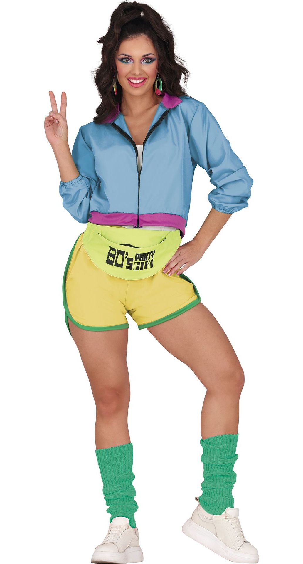 Retro Skater Chick 80's Aqua/Lime Neon