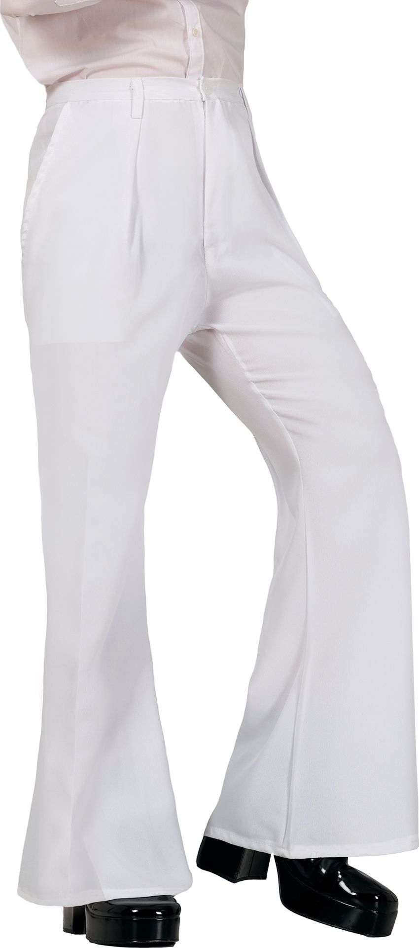 Retro Witte Disco Flare Broek in 70's Stijl