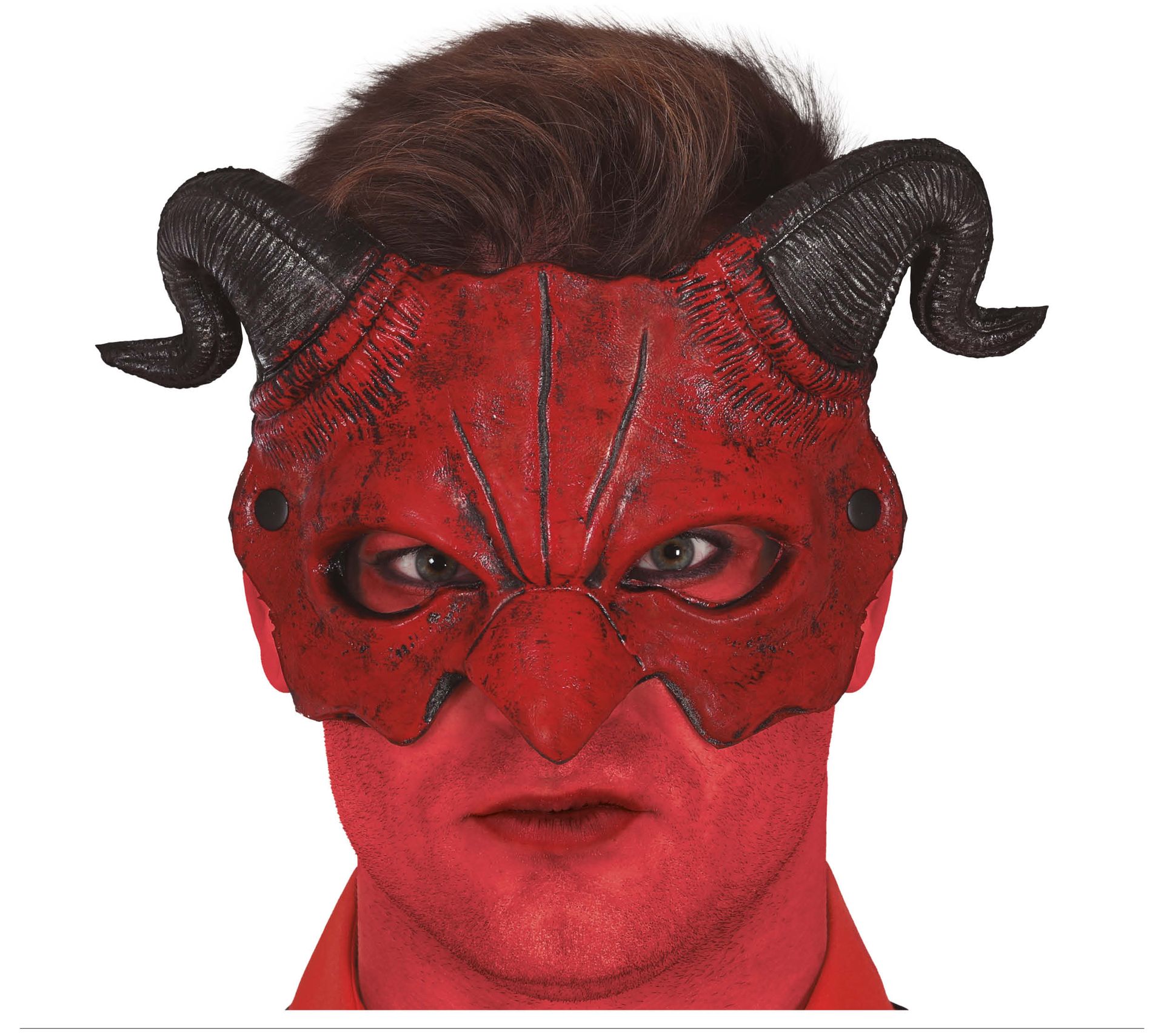 Rode duivel met horens halfmasker halloween