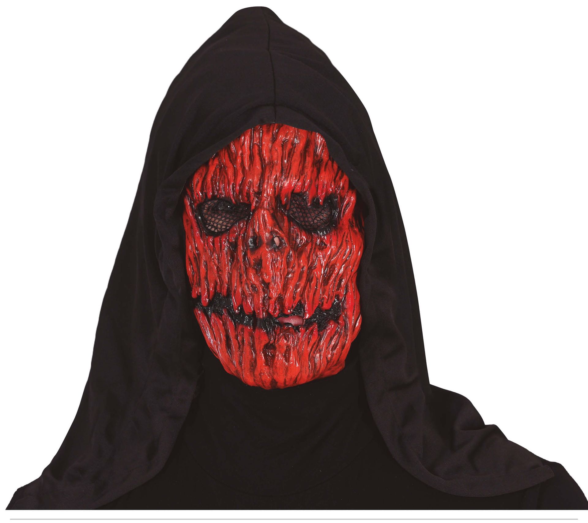 Rode pompoen masker met kap halloween