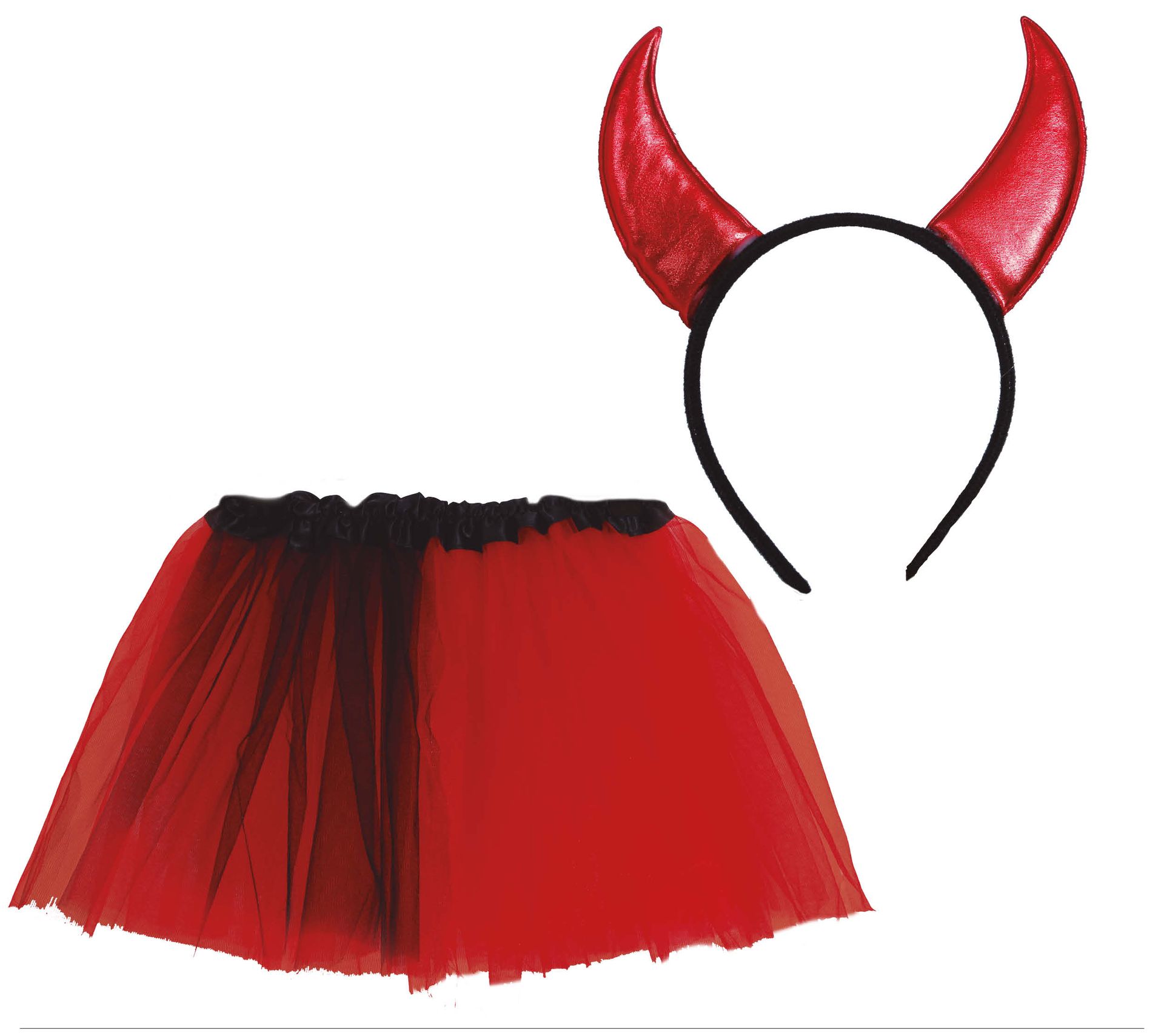 Rode tutu met duivel haarband kind 30 cm halloween