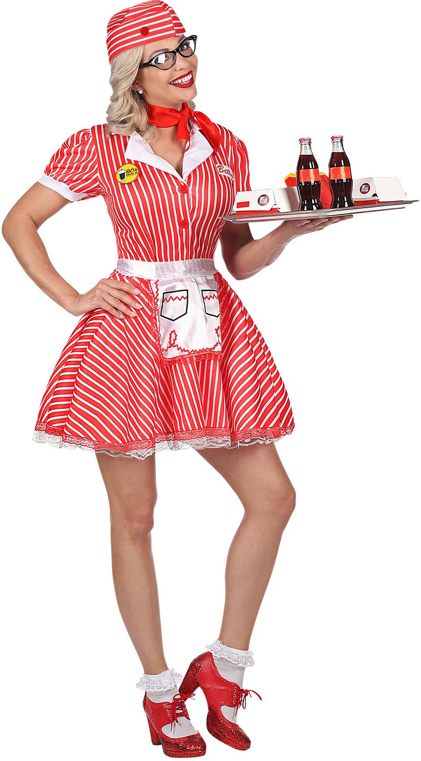Peer Lauw modder Rood serveerster outfit vrouwen | Feestkleding.nl