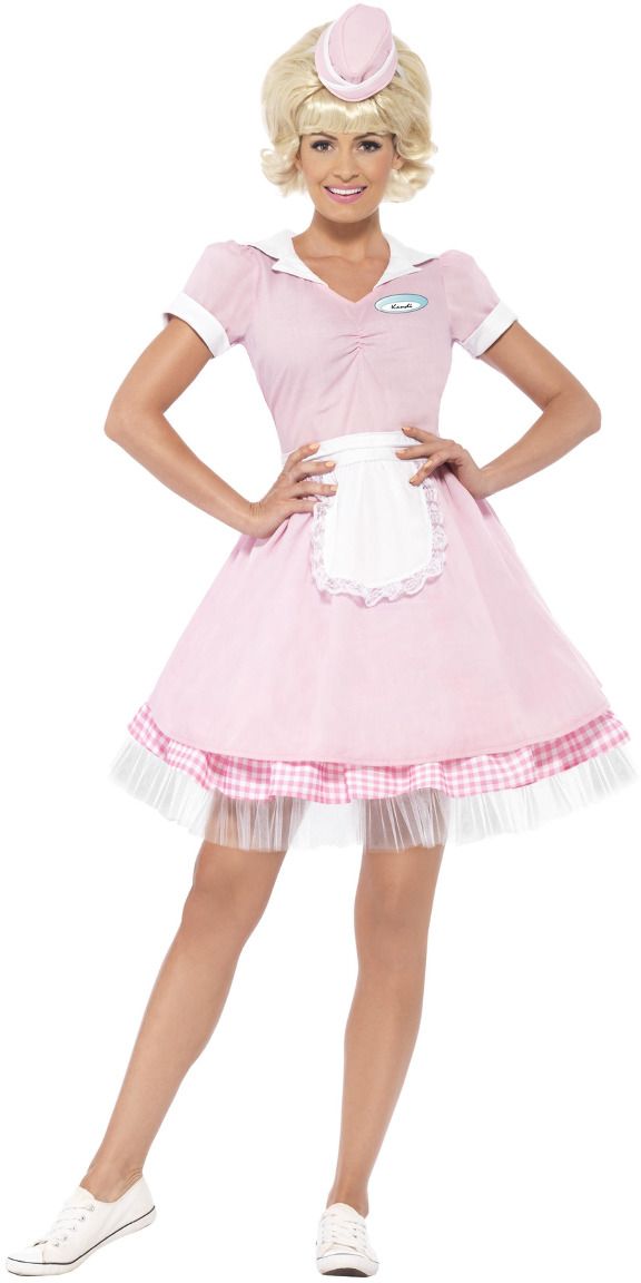 Roze 50s diner girl outfit