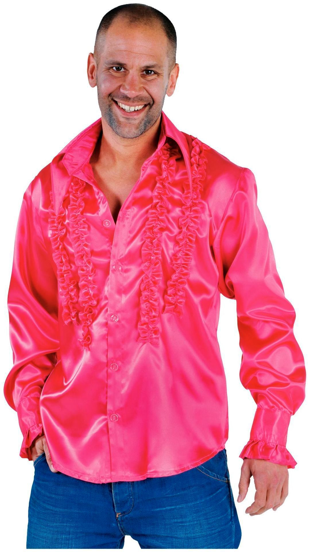 Ruches blouse roze heren