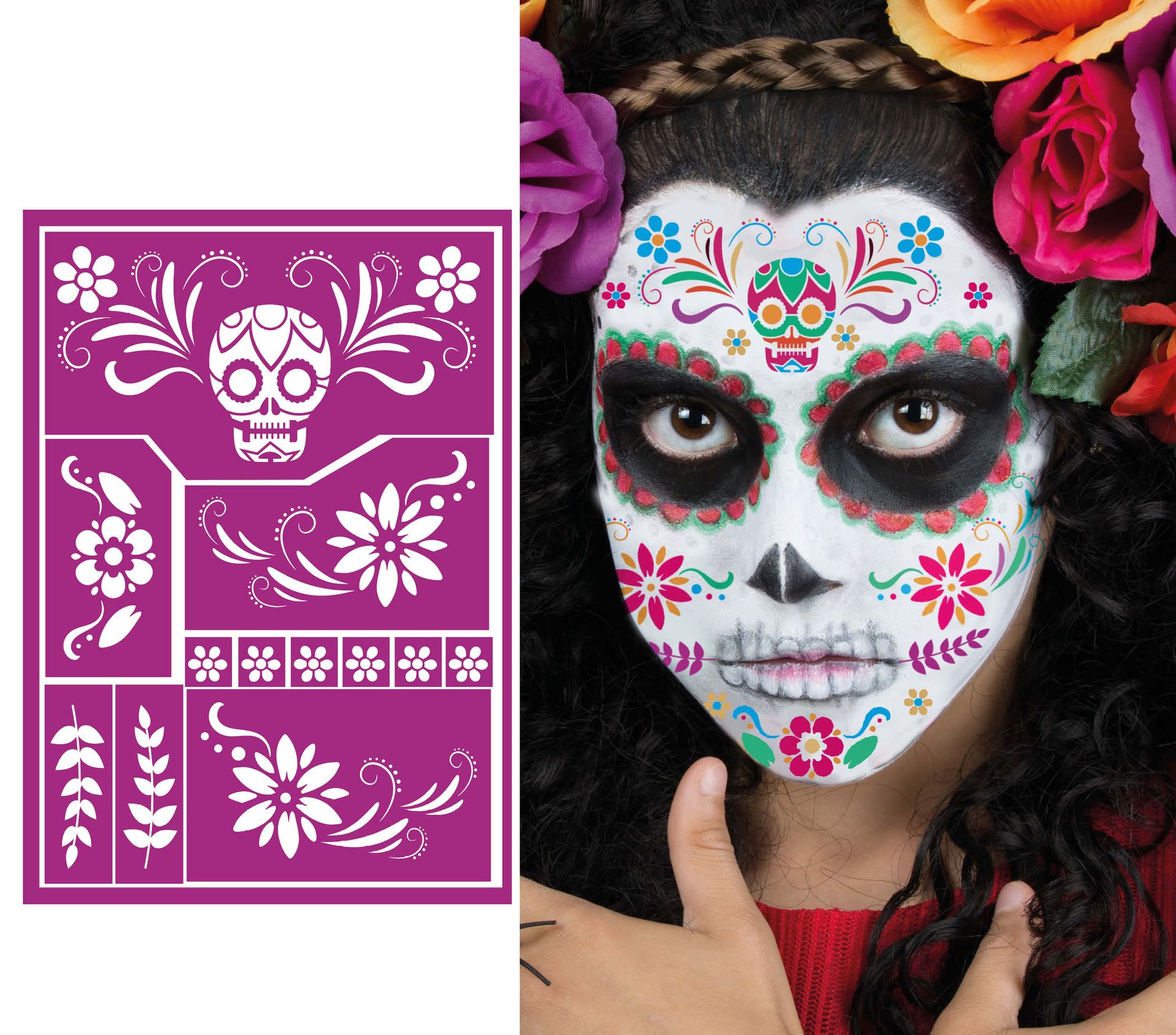 Schmink sjabloon day of the dead kind