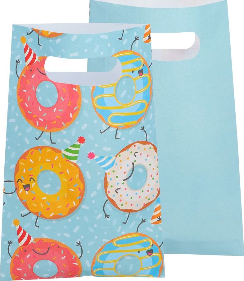 Set van 10 Papieren Donut Feestzakjes