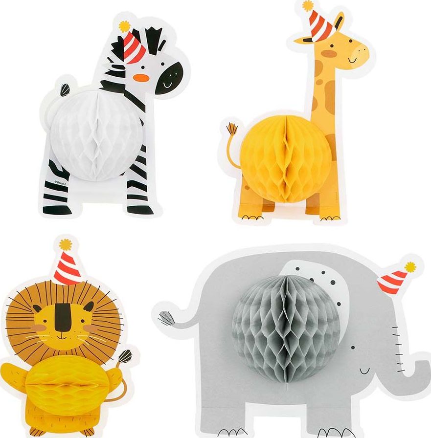 Set van 4 Safari Honingraat Tafeldecoraties