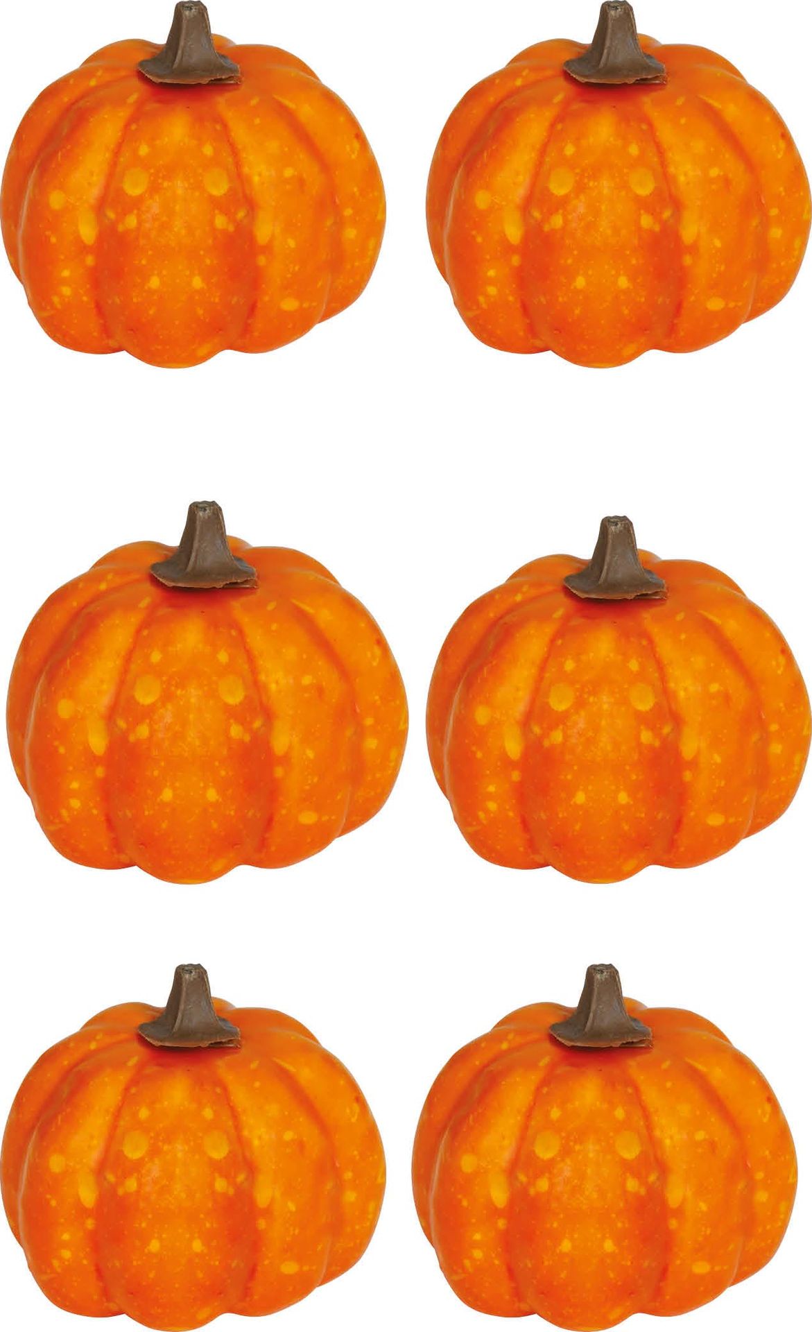 Set van 6 oranje mini pompoenen 3,5 cm halloween