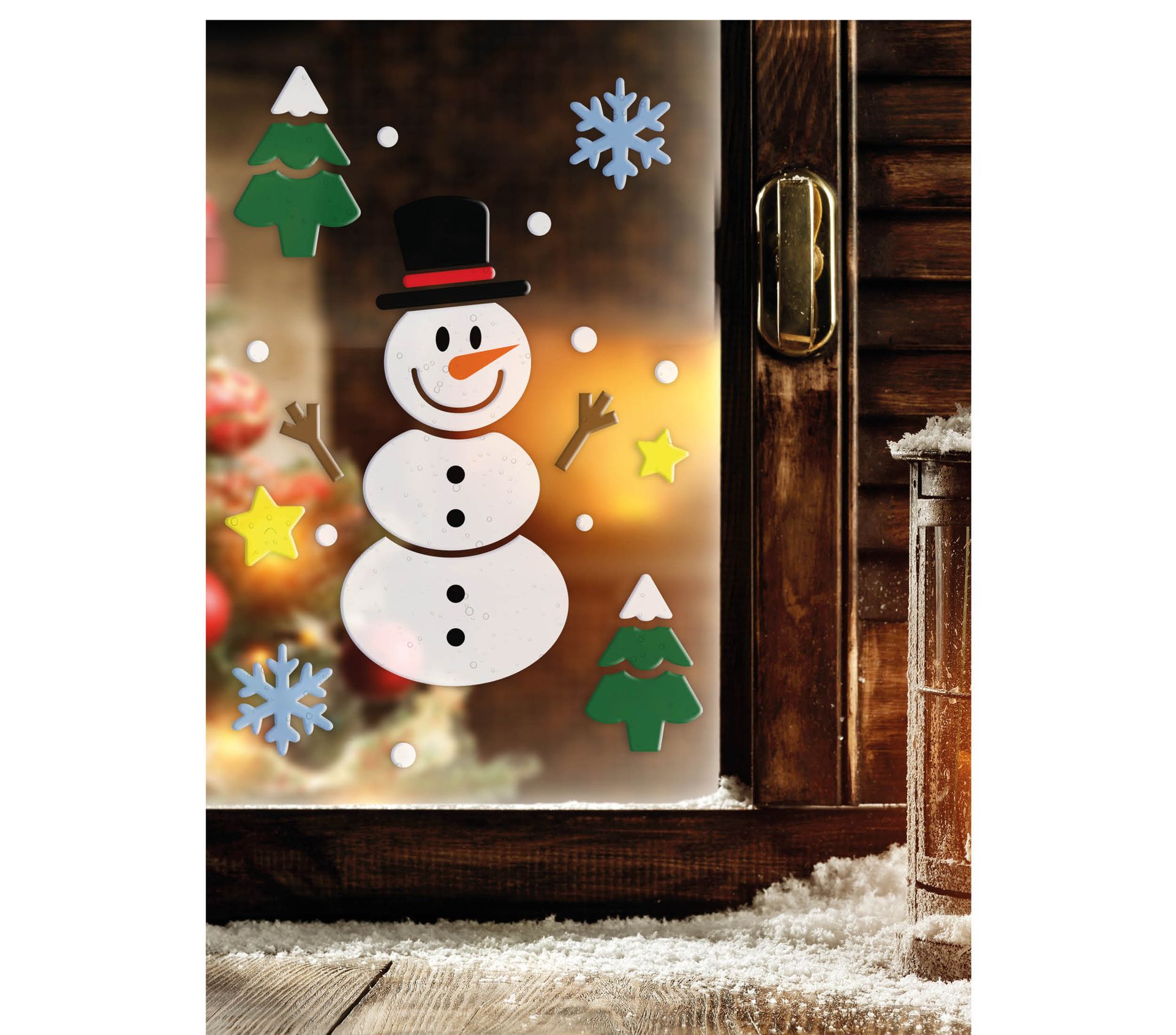 Sneeuwpop raam stickers gel kerst