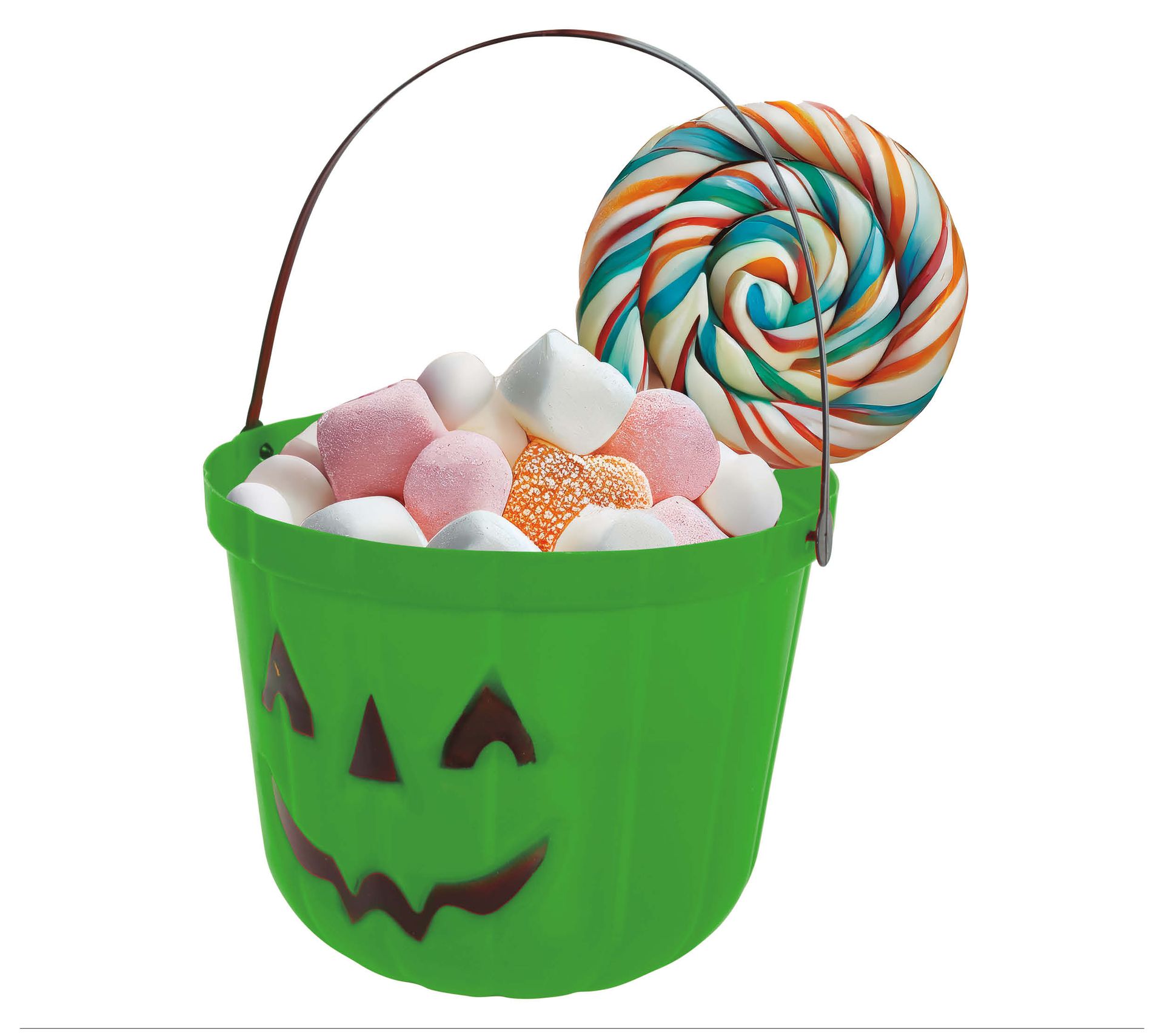 Snoepemmer pompoen groen 20 cm halloween