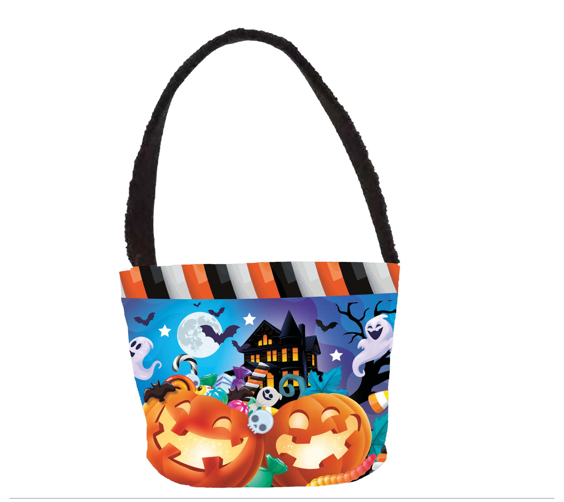 Snoepemmer vrolijke halloween figuren met hendel 30 x 15 cm